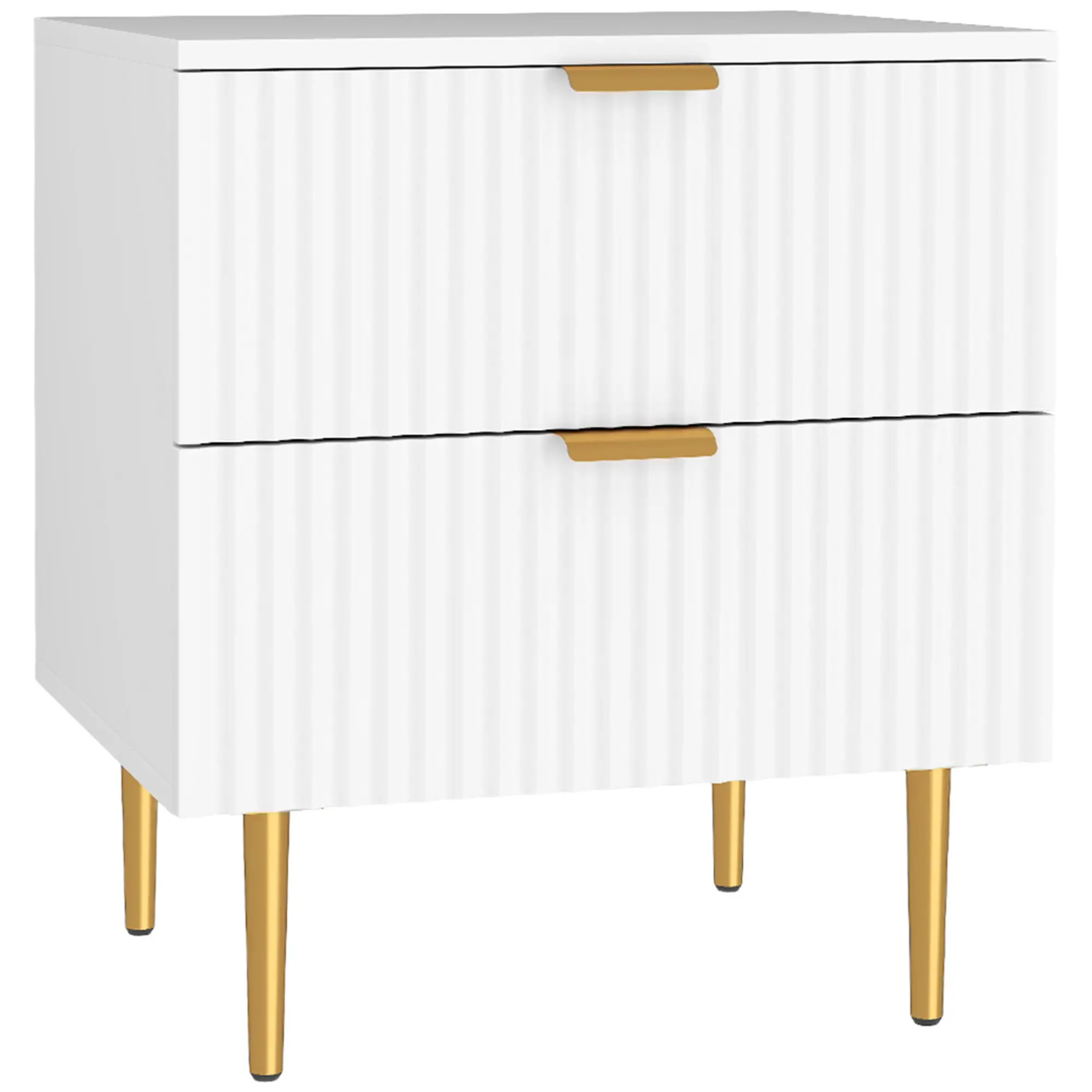Bedside Table, Modern Nightstand with 2 Drawers, Side End Table with Metal Legs for Living Room, Bedroom, White - Image 12