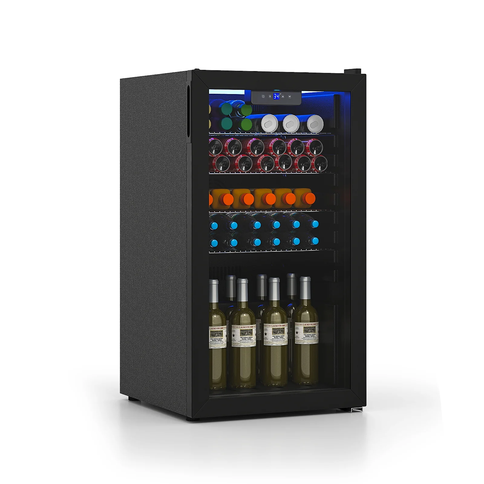 Beverage Refrigerator Cooler, Glass Door, Black