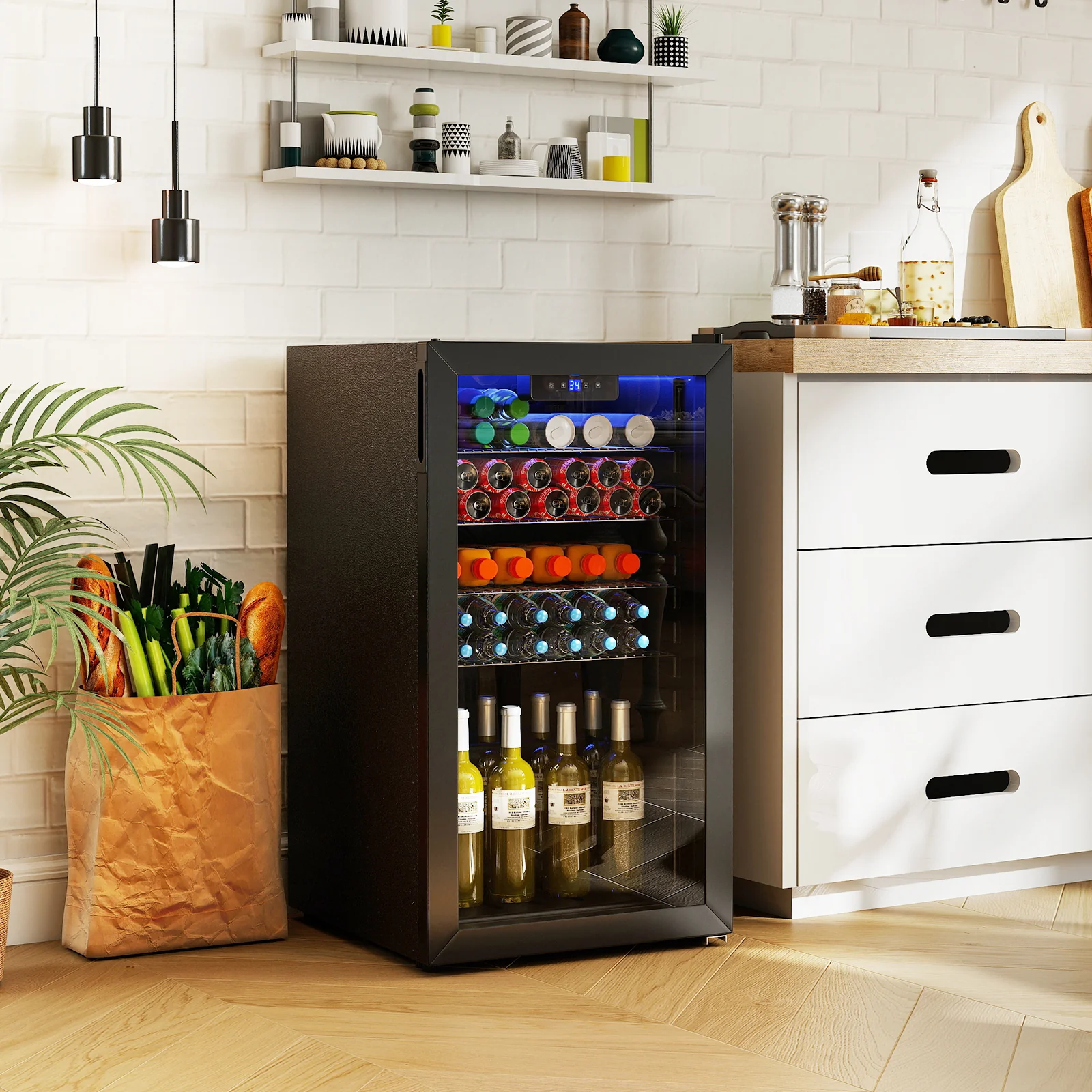 Beverage Refrigerator Cooler, Glass Door, Black - Image 2
