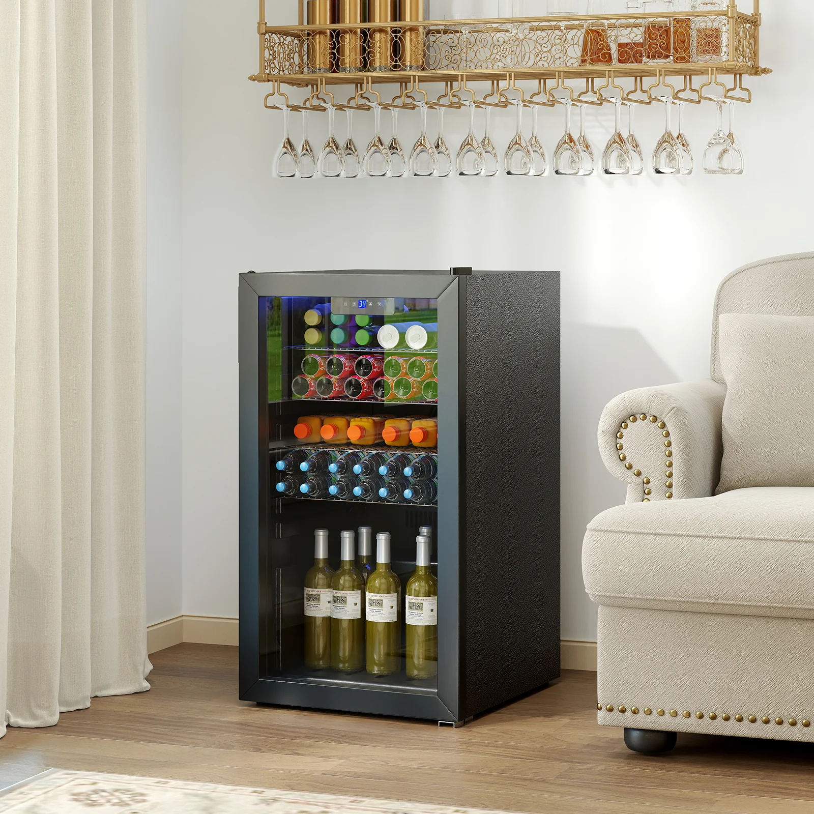 Beverage Refrigerator Cooler, Glass Door, Black - Image 3