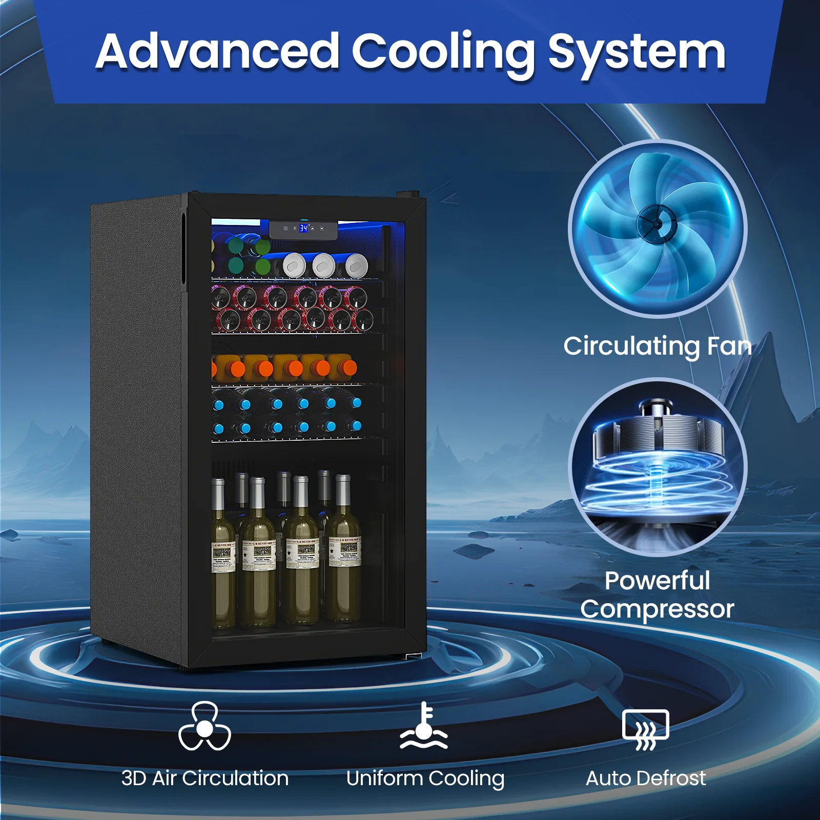 Beverage Refrigerator Cooler, Glass Door, Black - Image 6