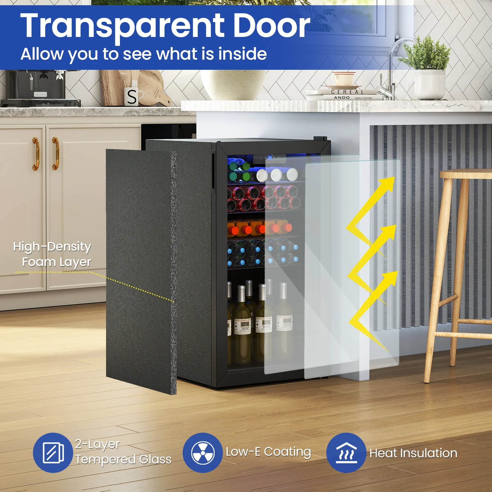 Beverage Refrigerator Cooler, Glass Door, Black - Image 7