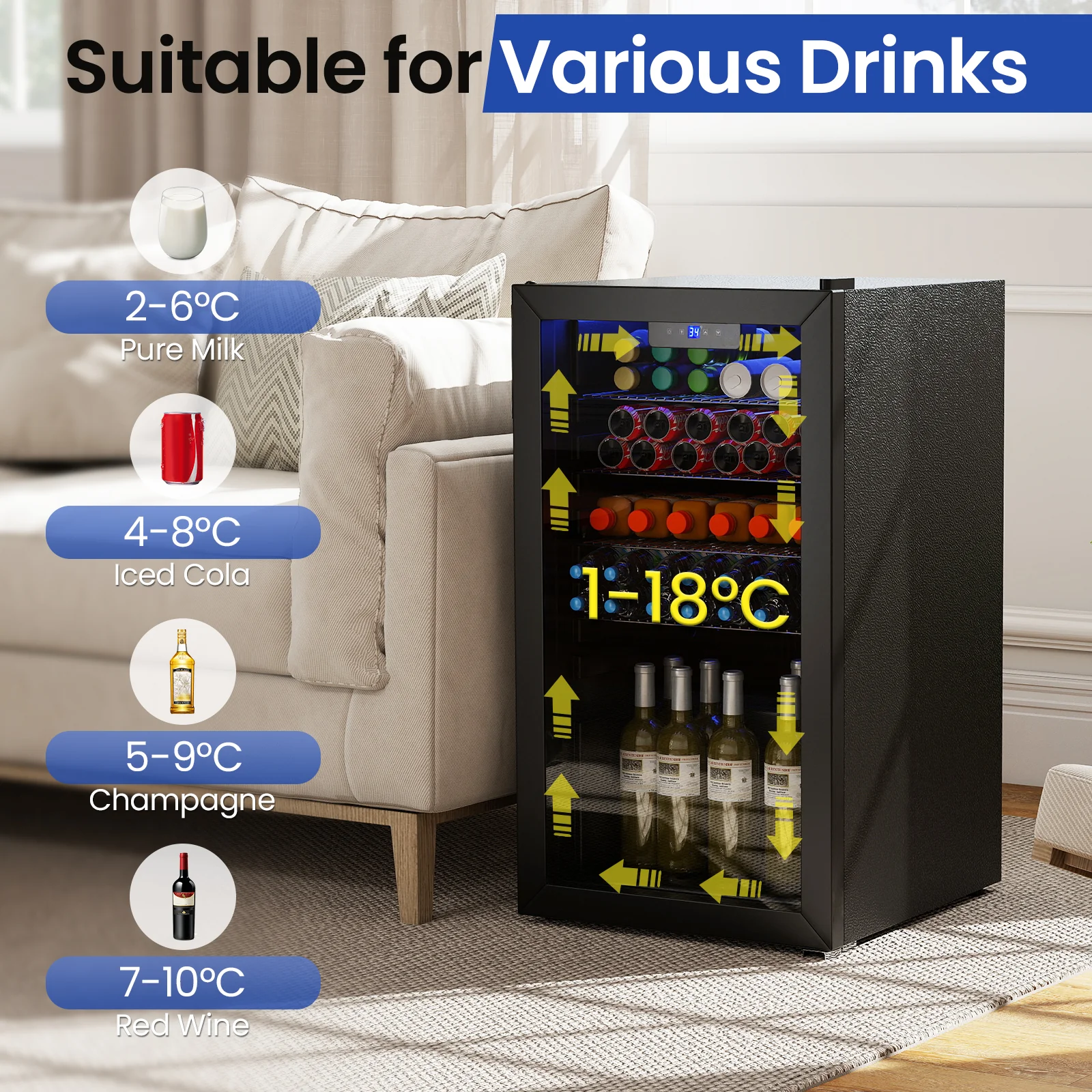 Beverage Refrigerator Cooler, Glass Door, Black - Image 9