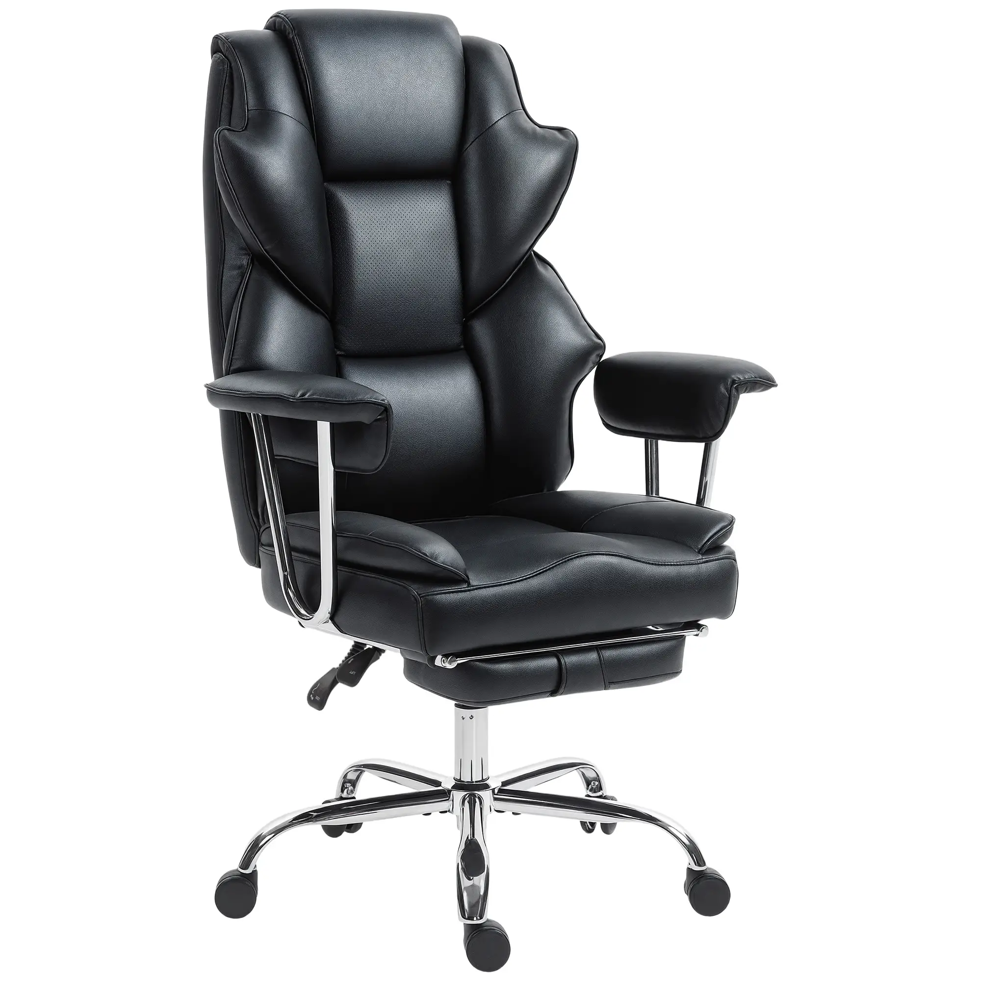 Big And Tall Office Chair, 400 Lbs, Reclining Backrest, PU Leather