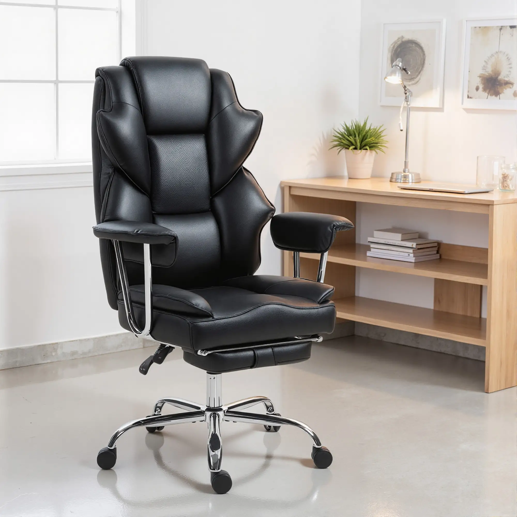 Big And Tall Office Chair, 400 Lbs, Reclining Backrest, PU Leather - Image 8