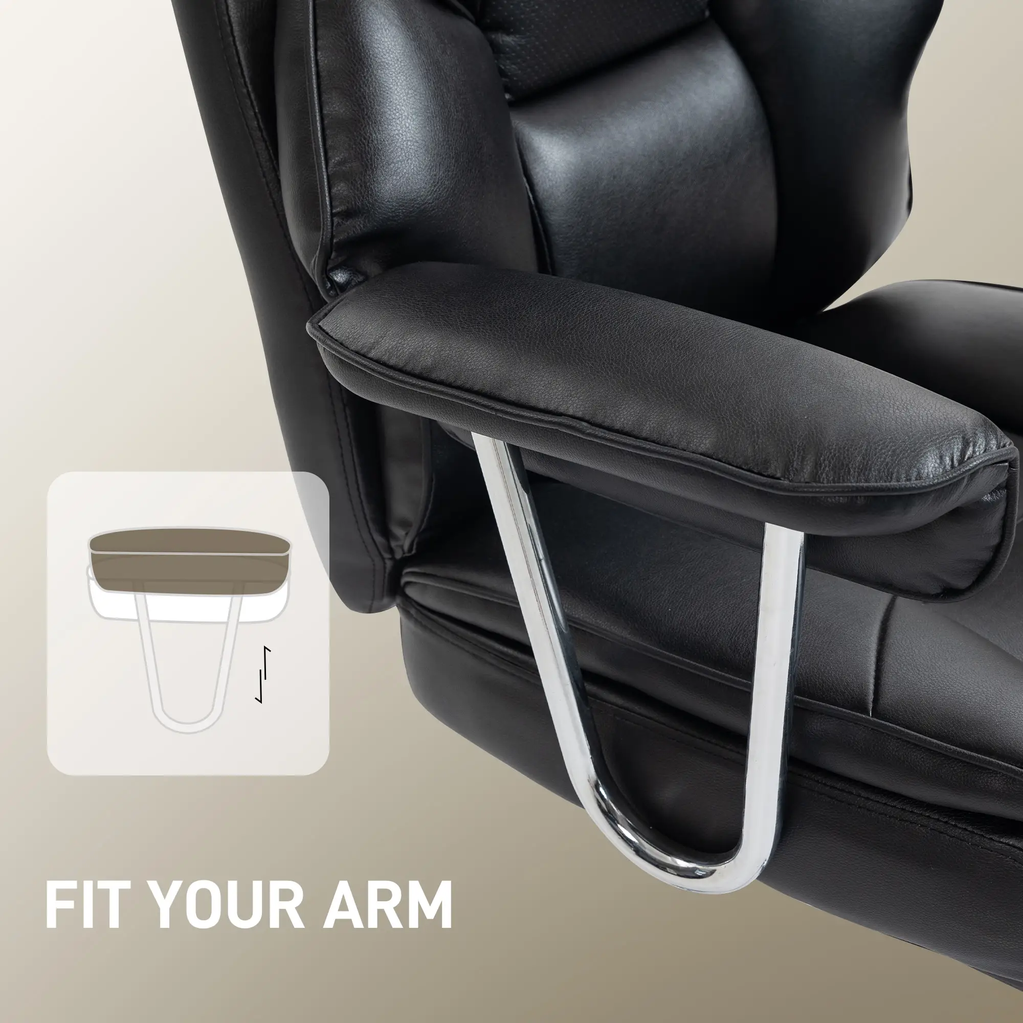 Big And Tall Office Chair, 400 Lbs, Reclining Backrest, PU Leather - Image 9