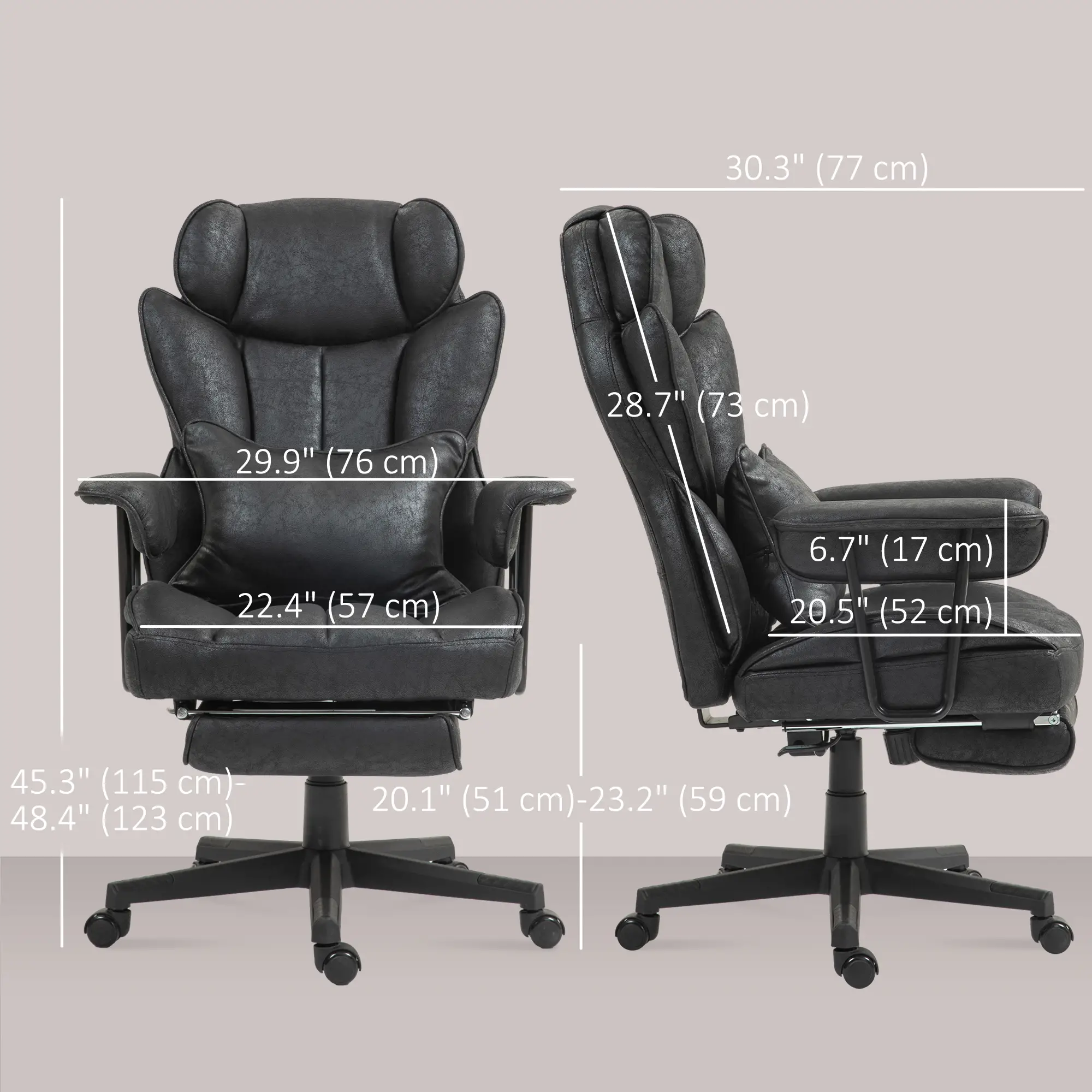 Big and Tall Office Chair with Foot Rest, 400LBS, High Back, Black - Image 3