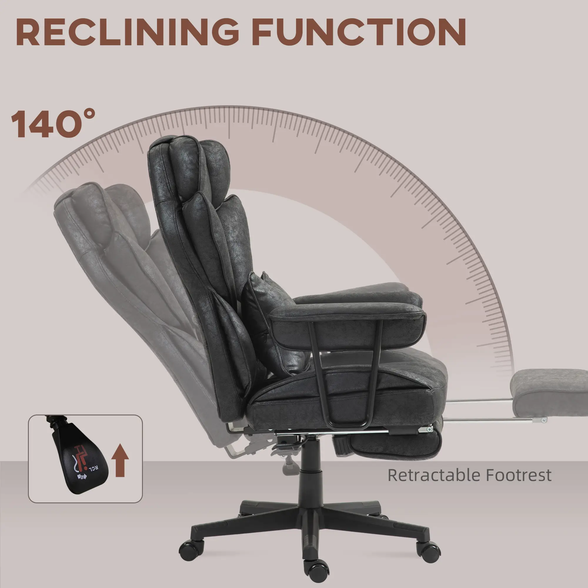 Big and Tall Office Chair with Foot Rest, 400LBS, High Back, Black - Image 6