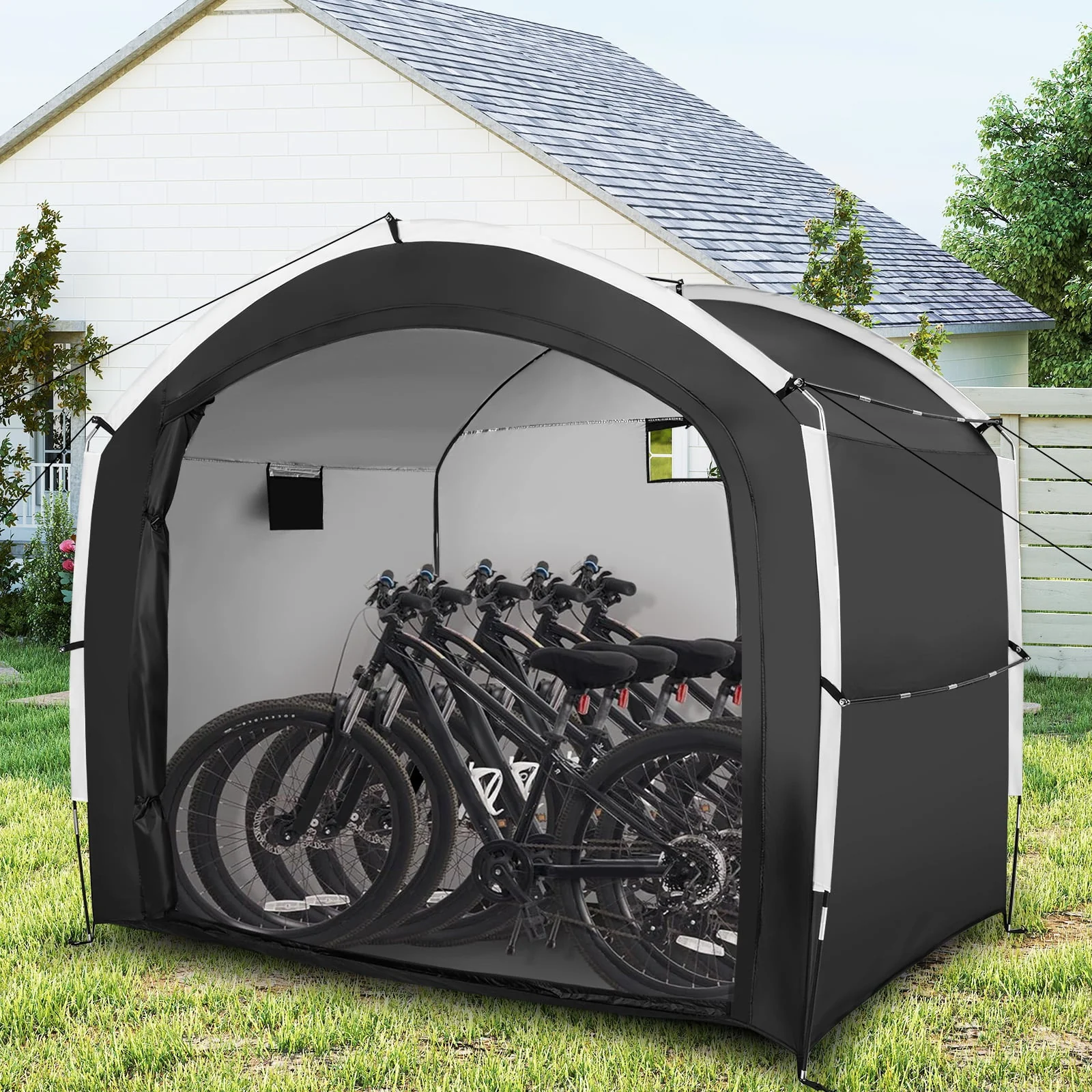 Bike Storage Shed Tent, 5 Bikes, PU4000MM Waterproof, Black - Image 2