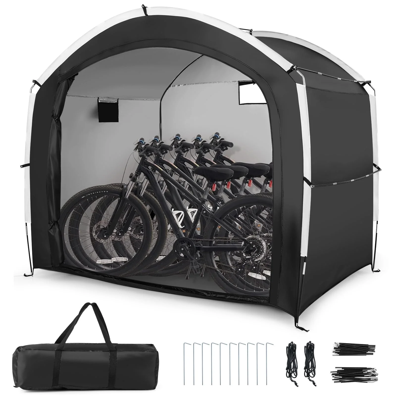Bike Storage Shed Tent, 5 Bikes, PU4000MM Waterproof, Black - Image 4