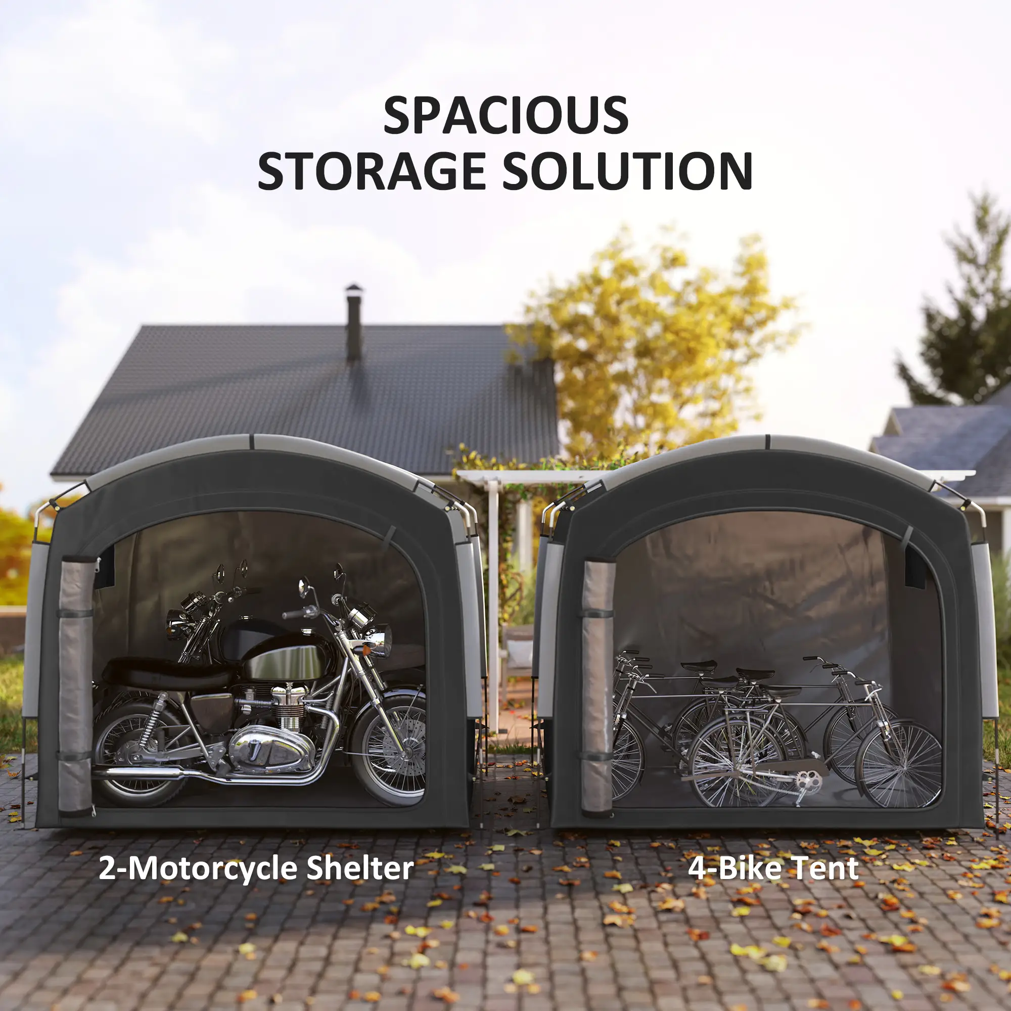 Bike Storage Shed Tent, Portable Waterproof, 210D Oxford Fabric, Black - Image 4