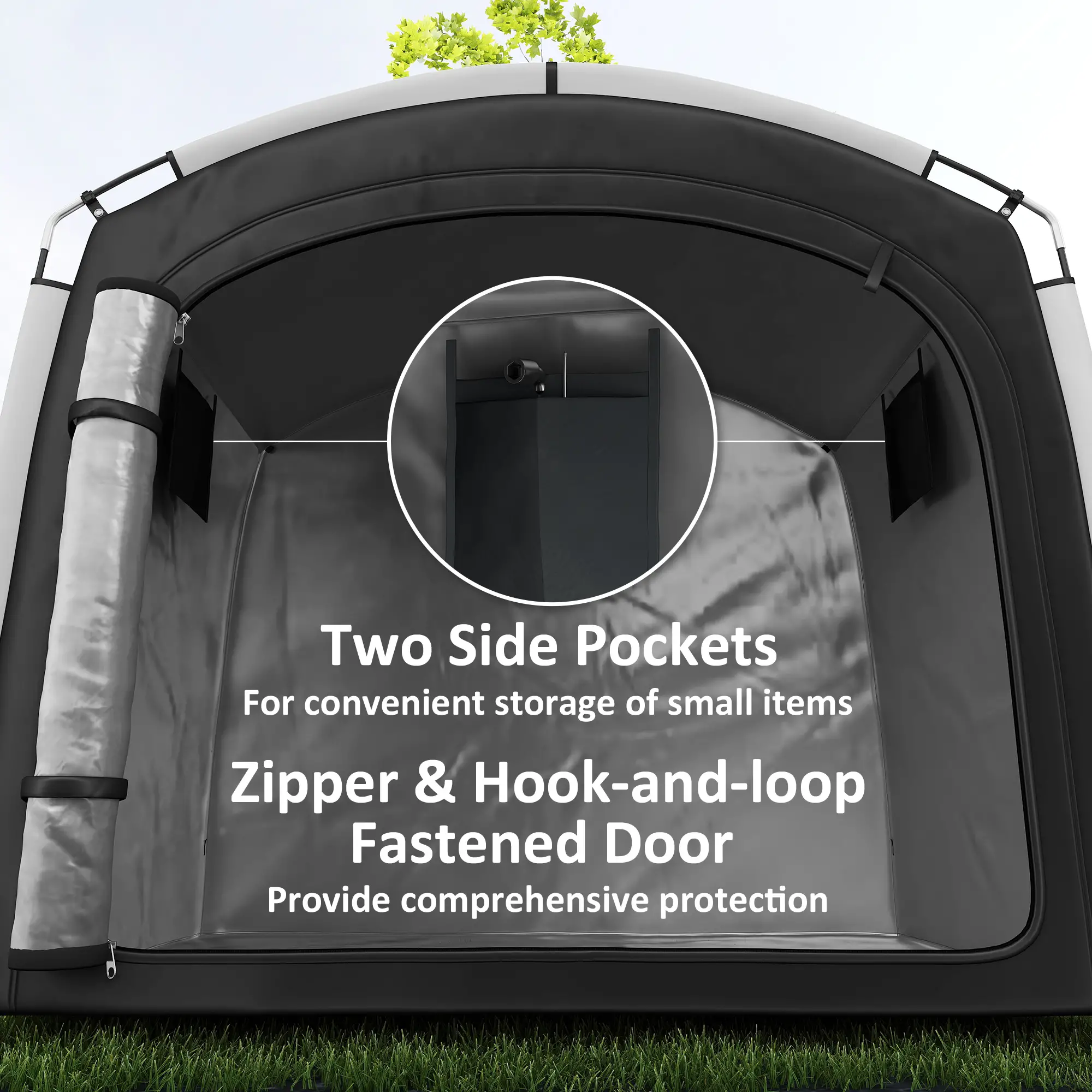Bike Storage Shed Tent, Portable Waterproof, 210D Oxford Fabric, Black - Image 6