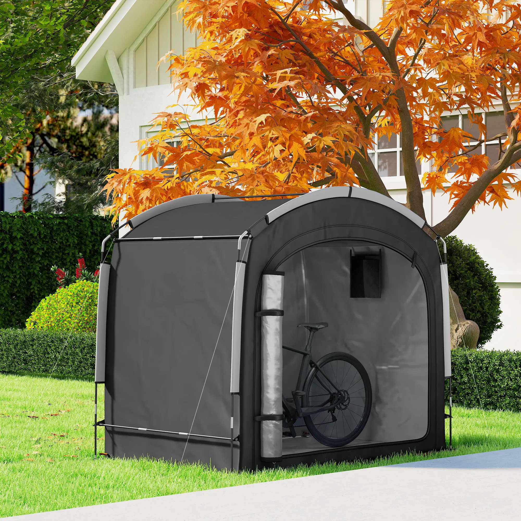 Bike Storage Shed Tent, Portable Waterproof, 210D Oxford Fabric, Black - Image 8