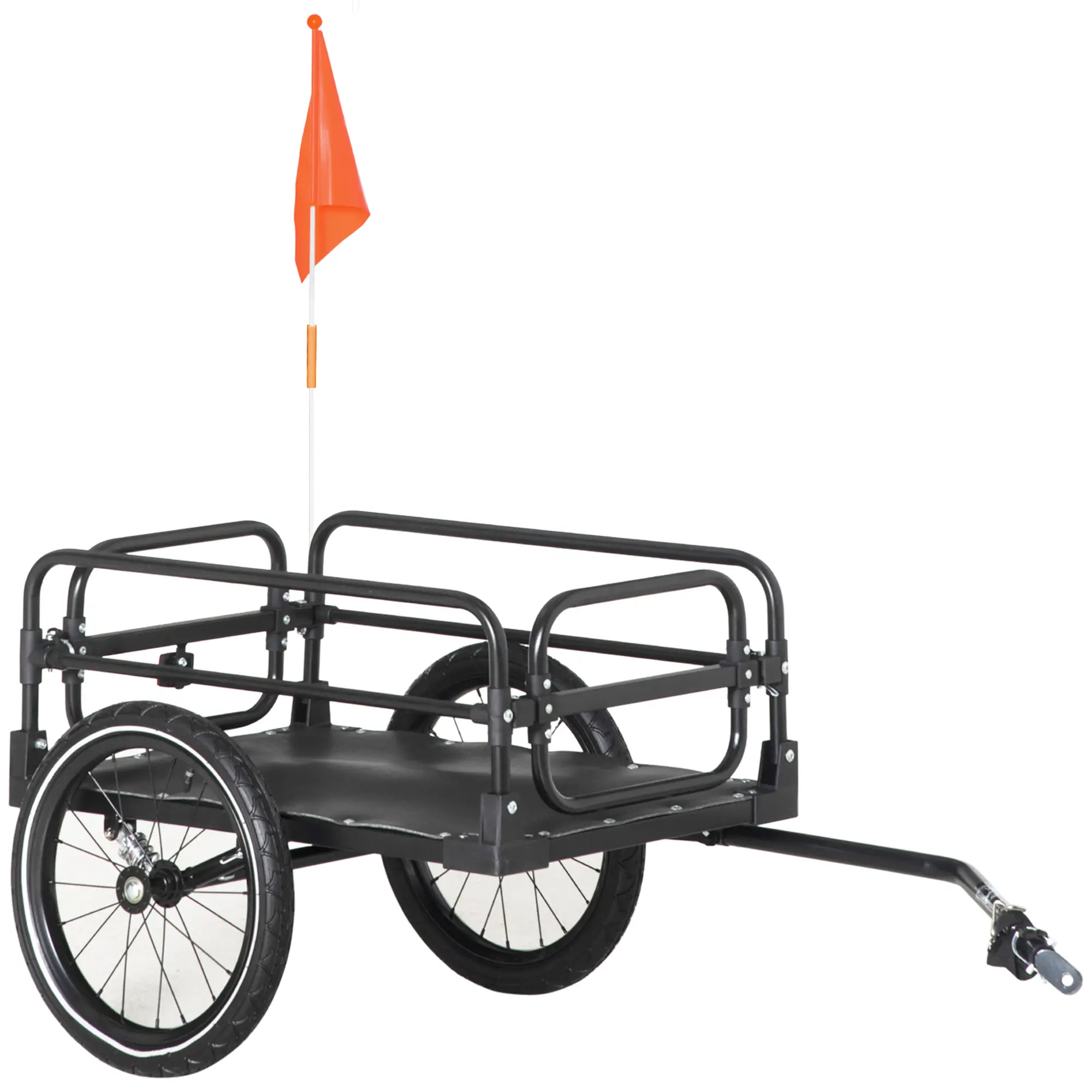 Bike Trailer, Bicycle Cargo Carrier, 16" Wheels, Hitch, Steel Frame, Black - Image 11