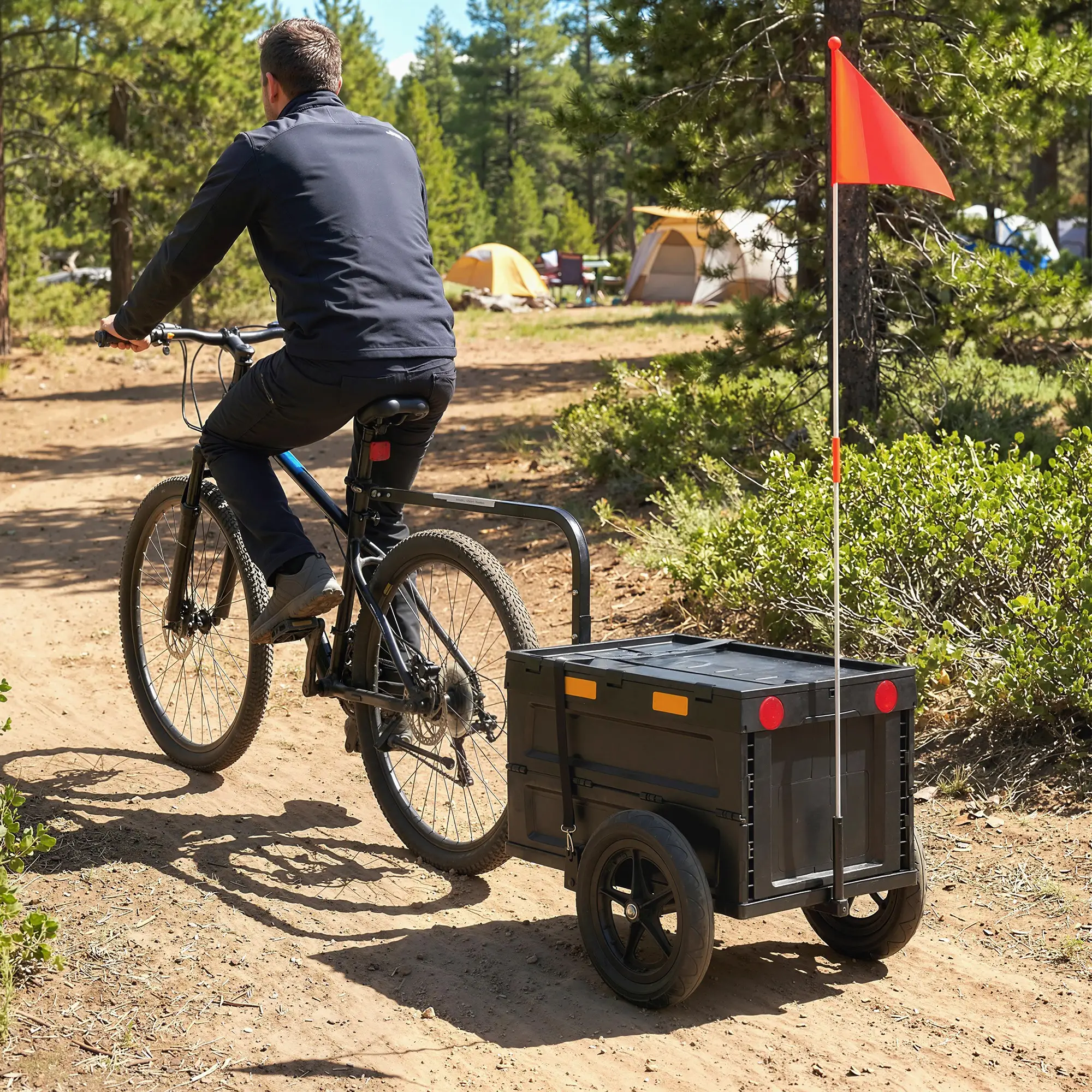 Bike Trailer, Foldable Storage Box With Lid, Quick Release Wheels - Image 2