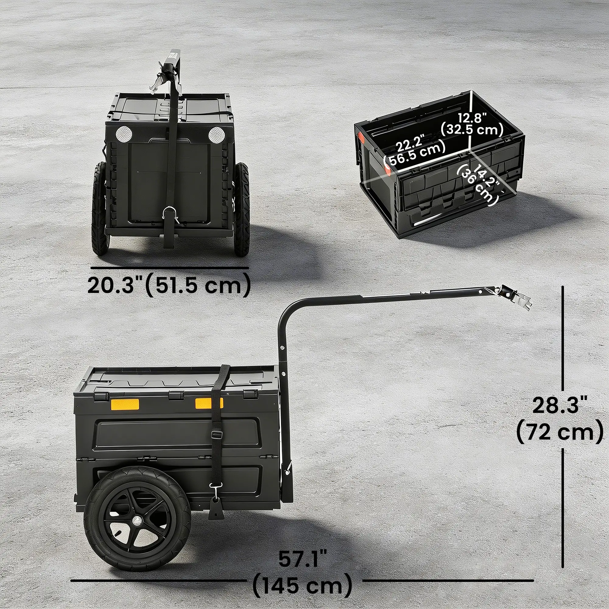 Bike Trailer, Foldable Storage Box With Lid, Quick Release Wheels - Image 3