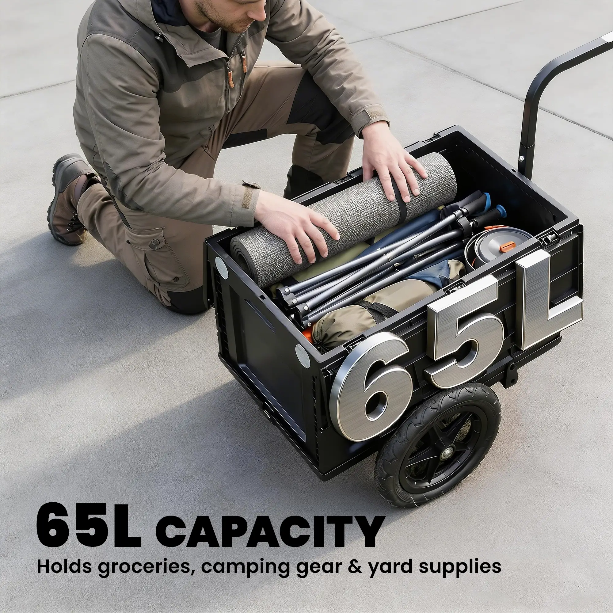 Bike Trailer, Foldable Storage Box With Lid, Quick Release Wheels - Image 4