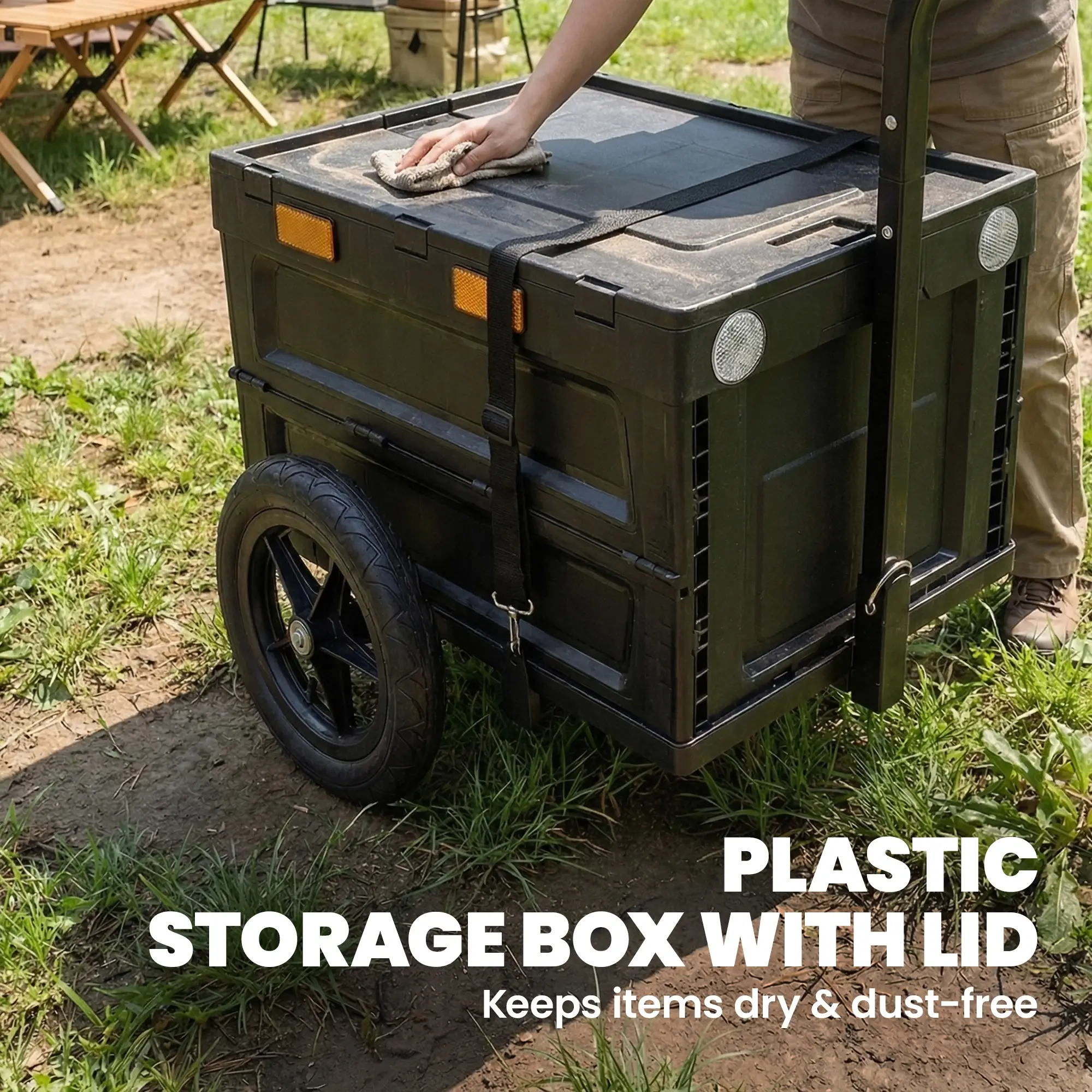 Bike Trailer, Foldable Storage Box With Lid, Quick Release Wheels - Image 5