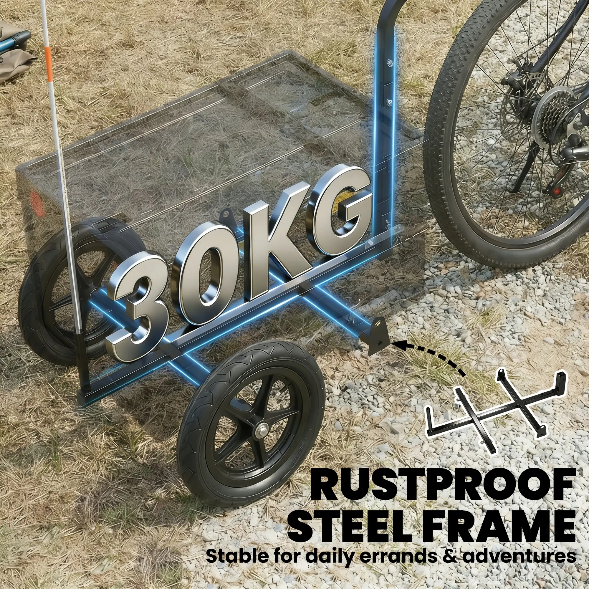 Bike Trailer, Foldable Storage Box With Lid, Quick Release Wheels - Image 9