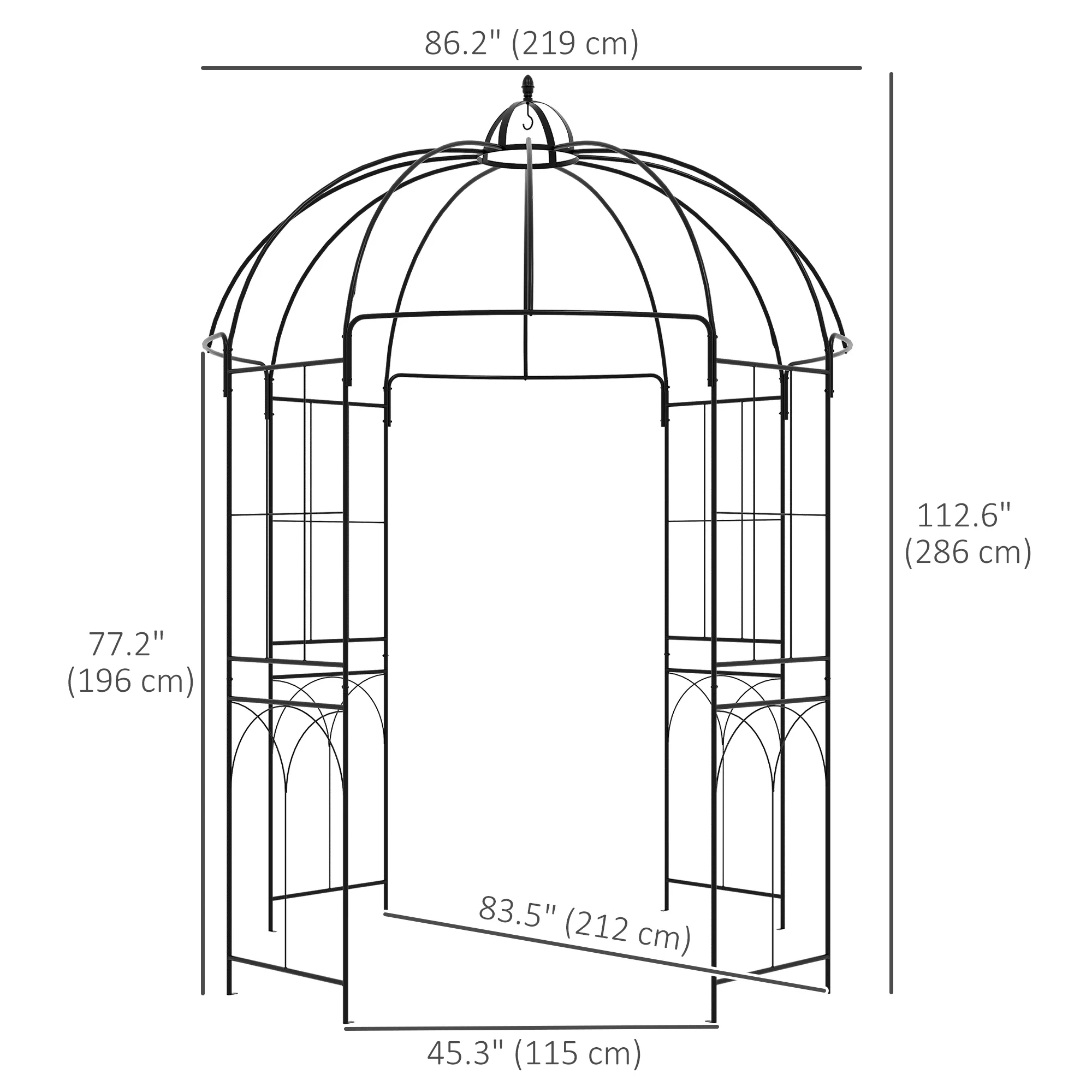 Birdcage Shape Arbour, Metal Garden Pergola for Climbing Plants - Image 3