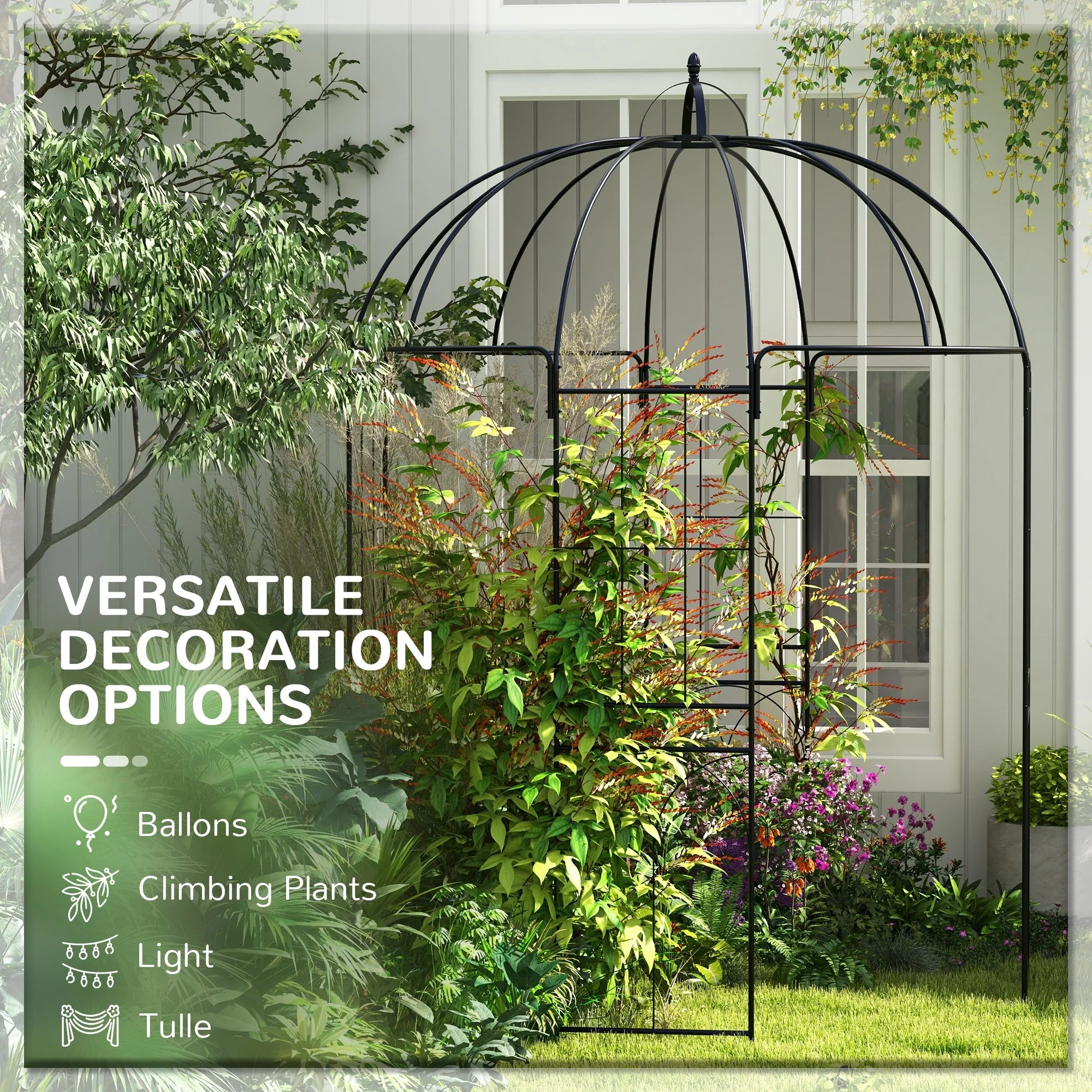 Birdcage Shape Arbour, Metal Garden Pergola for Climbing Plants - Image 5