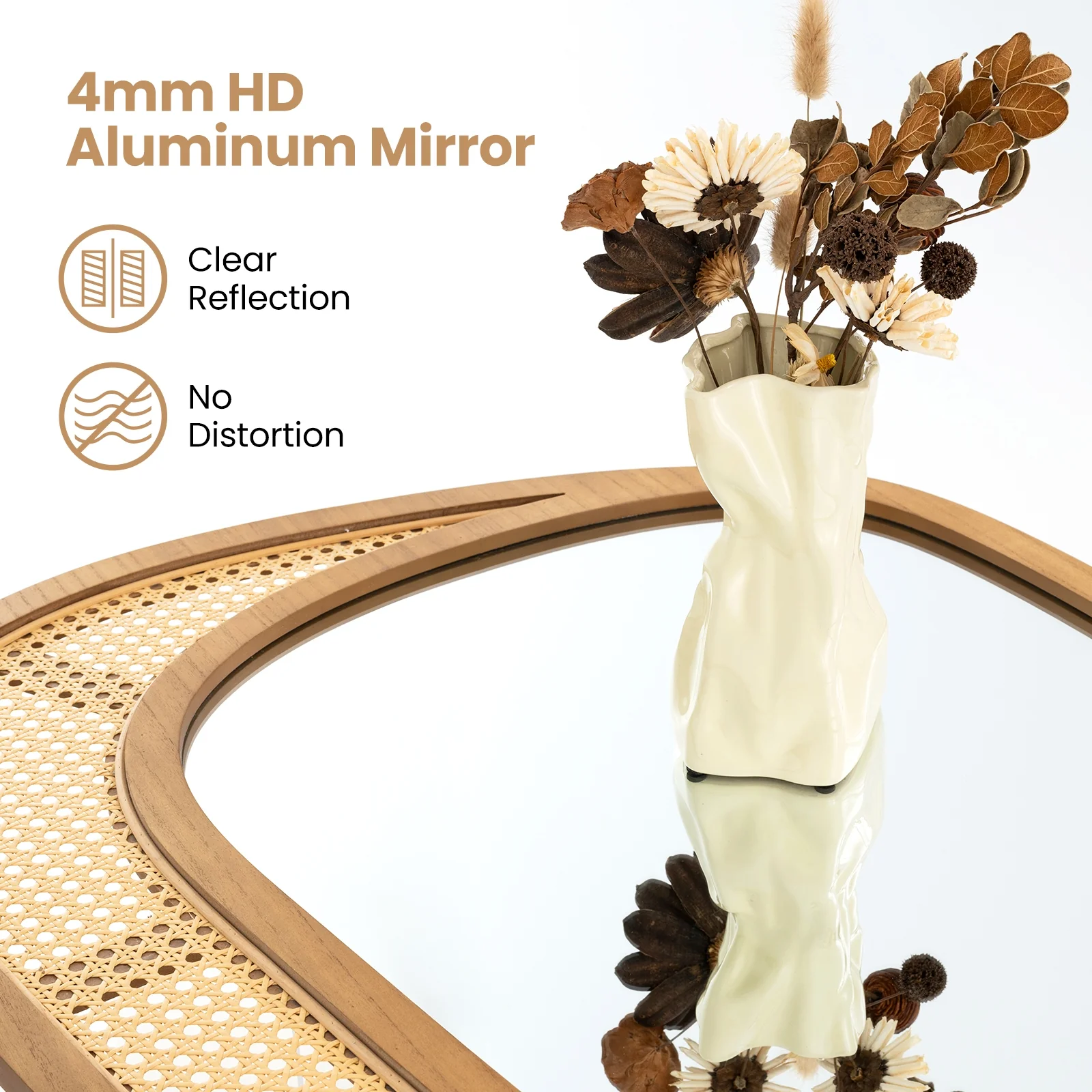 Bohemian Irregular Wall Mirror, Wooden Frame, Natural - Image 8