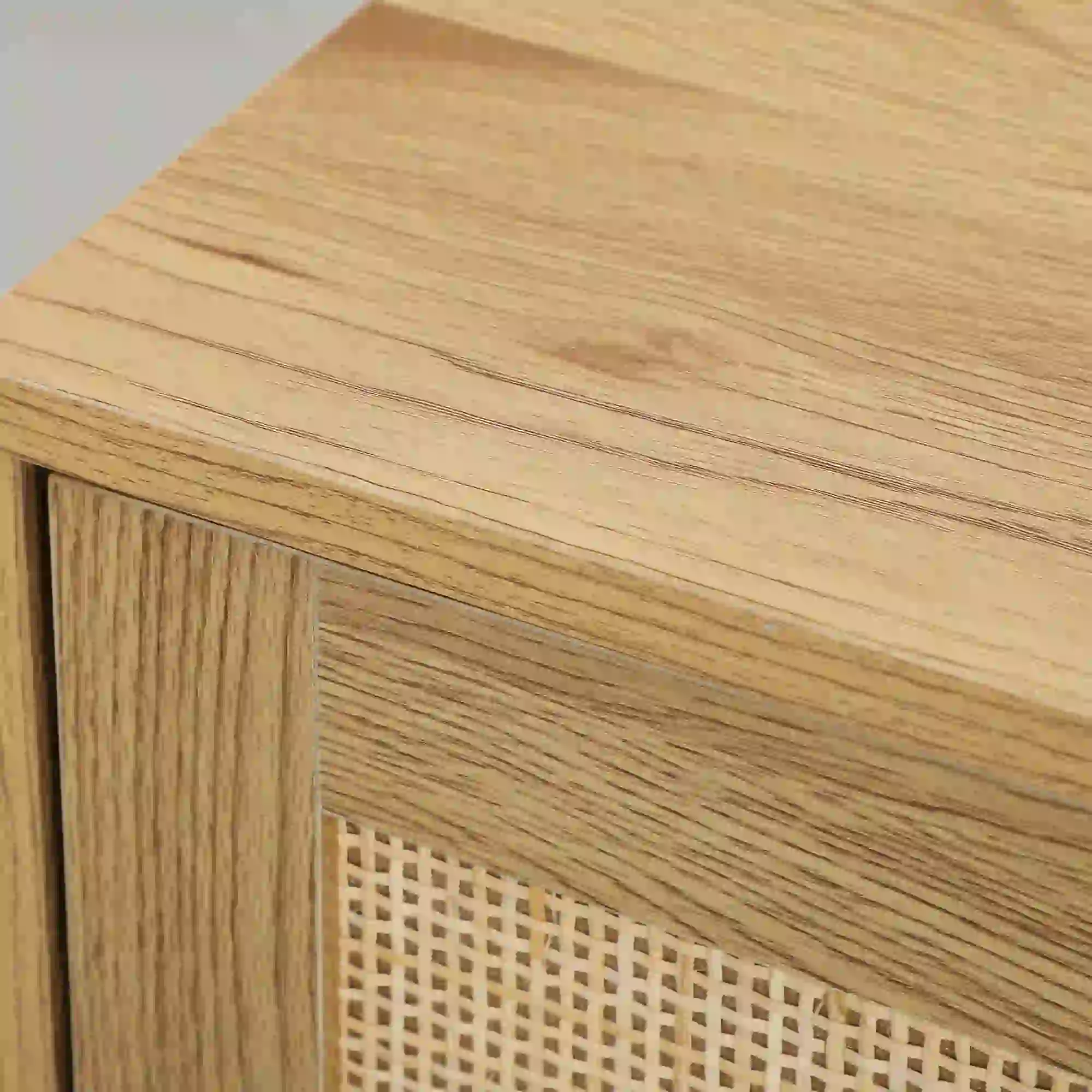 Bohemian Sideboard, Rattan Doors, Adjustable Shelf, Natural Wood - Image 10