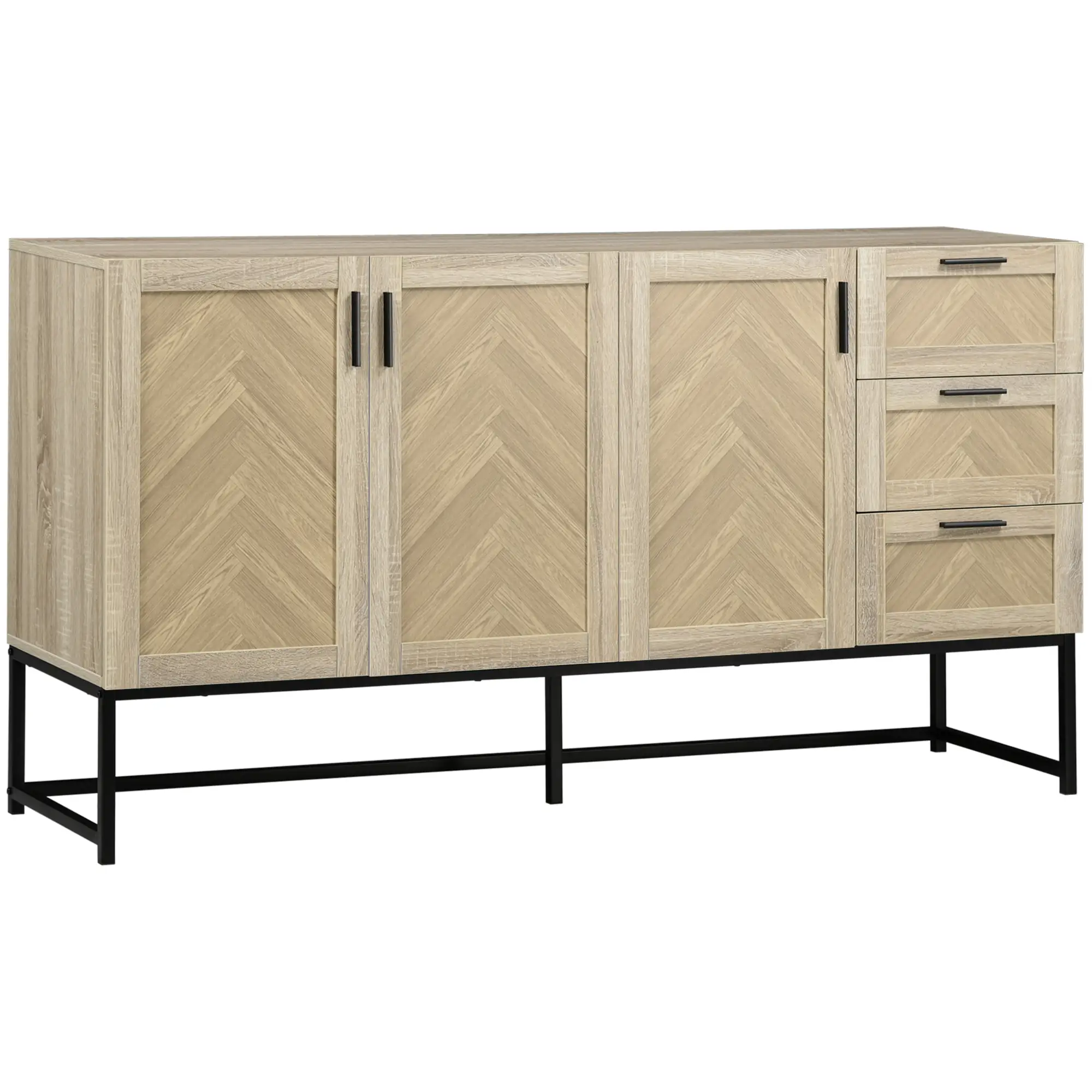 Buffet Cabinet, Coffee Bar with Drawers, Adjustable Shelves, Oak - Image 13