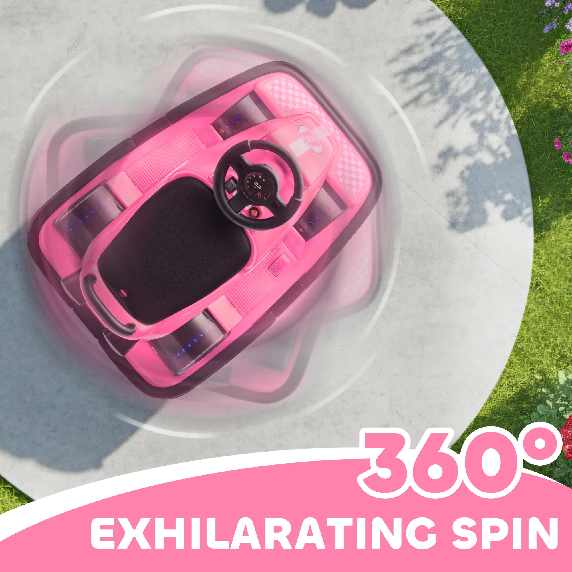 Bumper Car For Kids, 6V Battery Powered, 360 Degree Spin, Dual Motors, Pink - Image 5