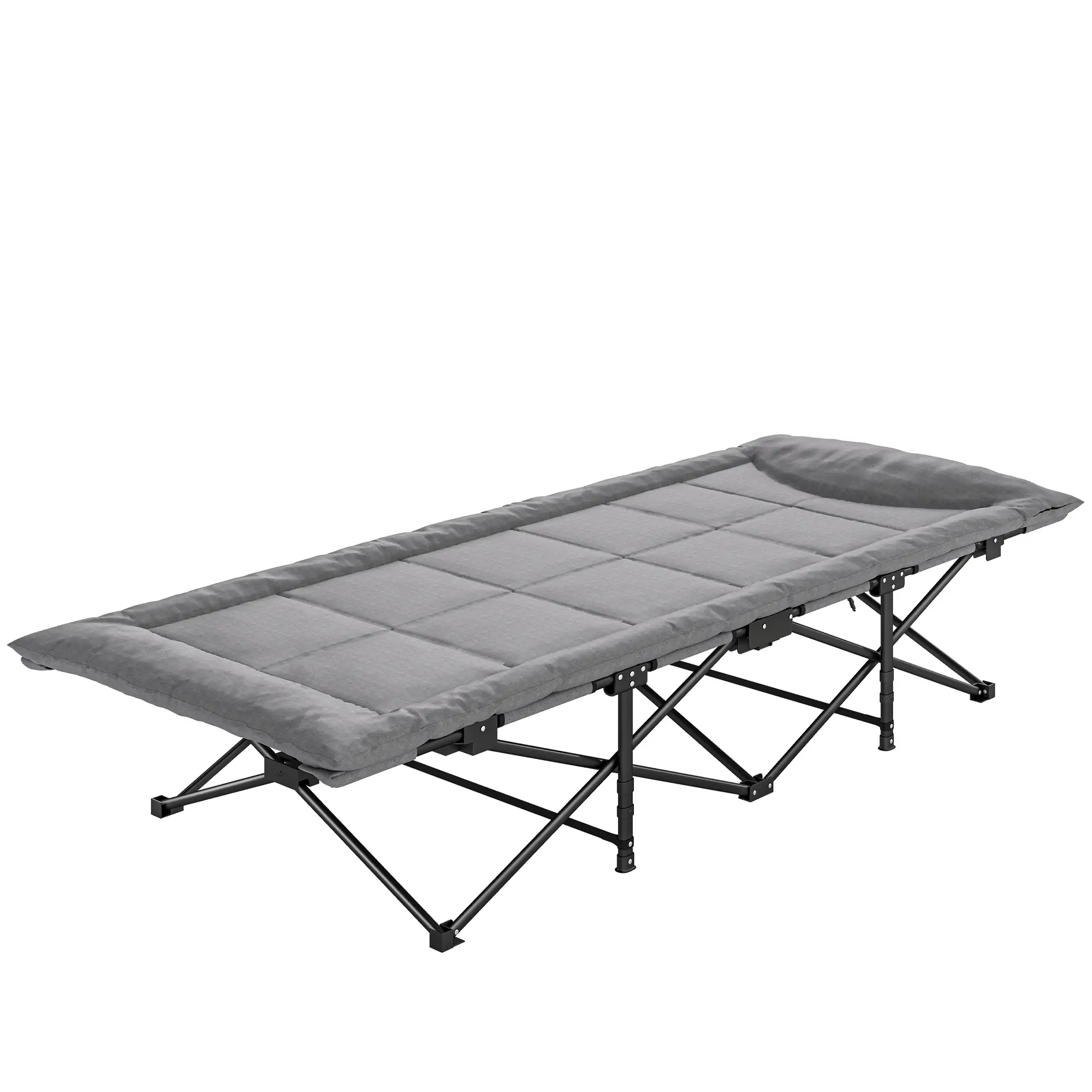Camping Cot, 31.5" Wide, Padded Cushion, Carry Bag, Non-Slip Feet, Grey