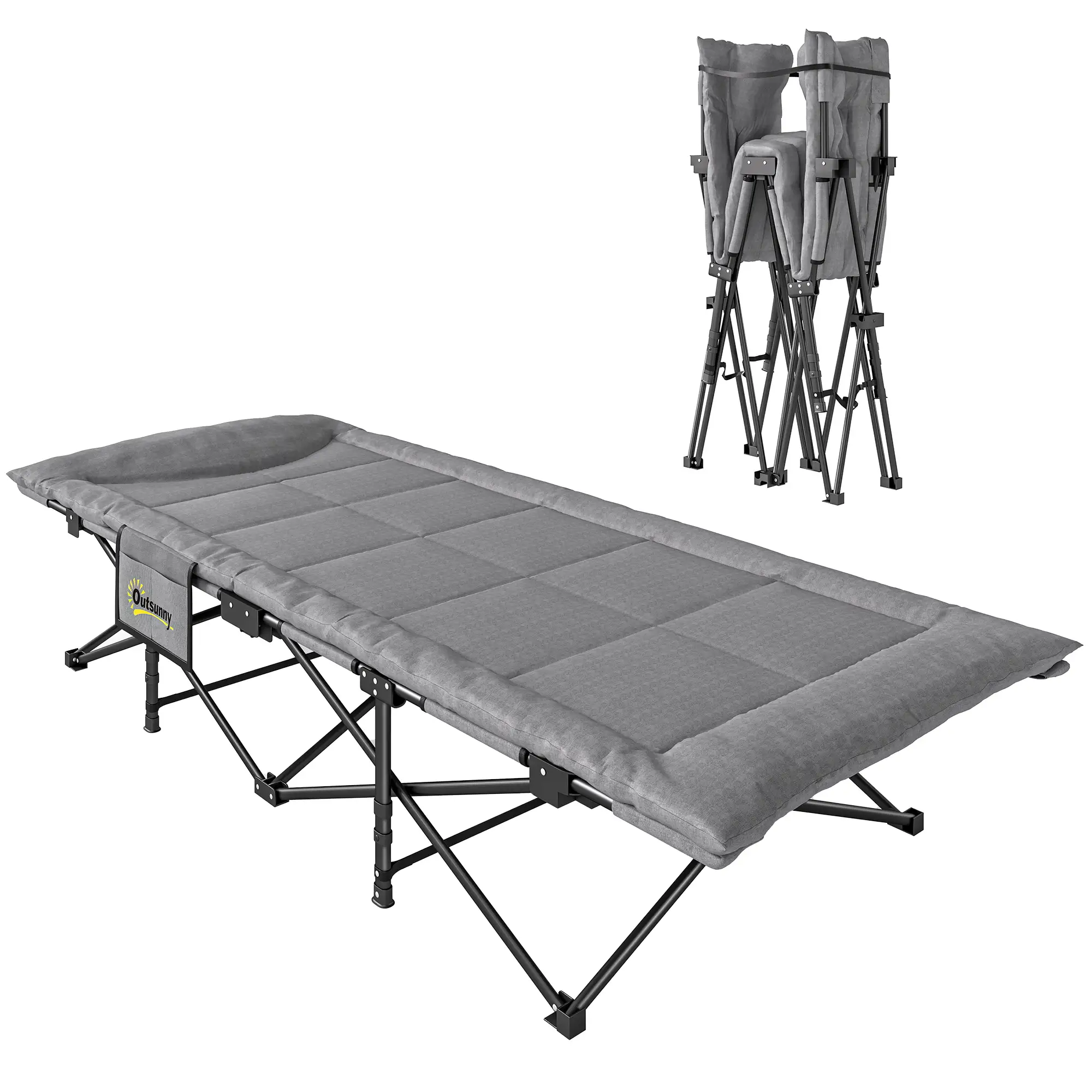 Camping Cot, 31.5" Wide, Padded Cushion, Carry Bag, Non-Slip Feet, Grey - Image 11