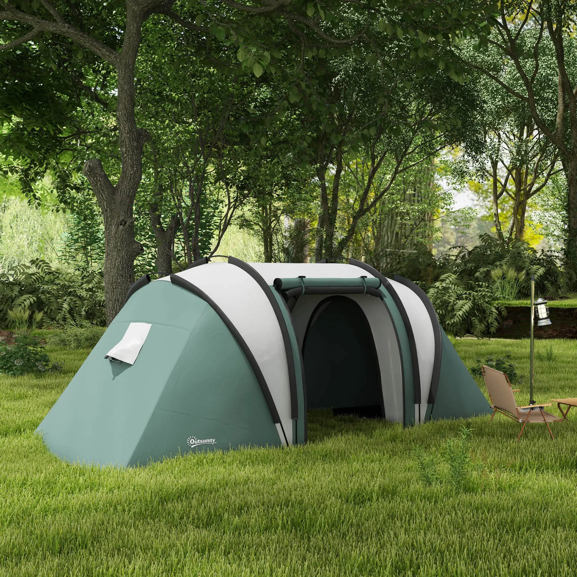 Camping Tent, 2 Bedrooms, Living Area, 3000mm Waterproof, Army Green - Image 8