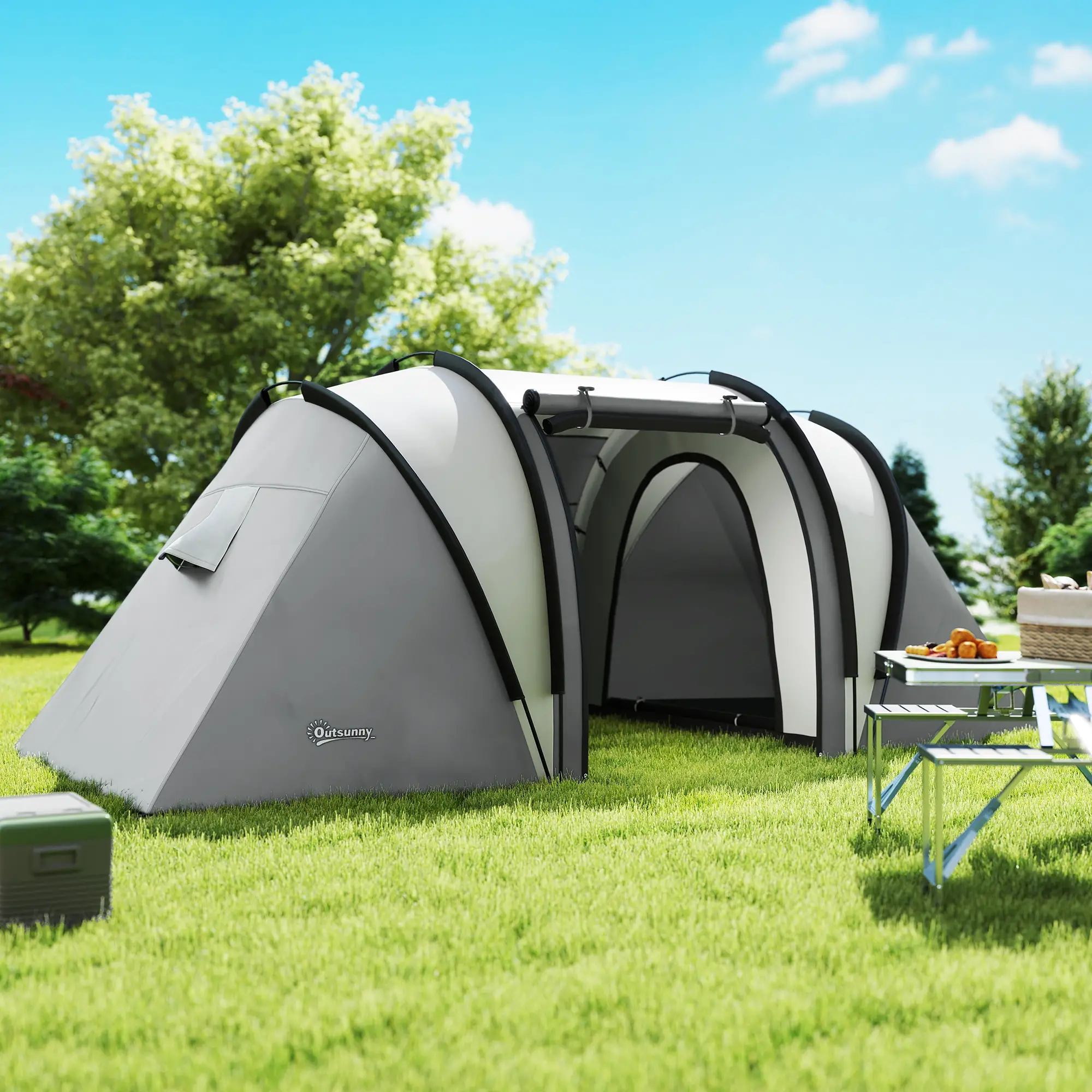 Camping Tent, 2 Bedrooms, Living Area, 3000mm Waterproof, Grey - Image 10