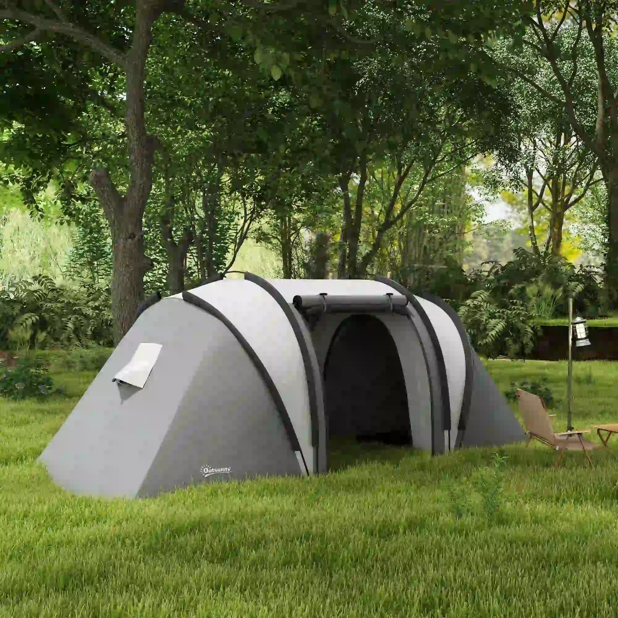Camping Tent, 2 Bedrooms, Living Area, 3000mm Waterproof, Grey - Image 8