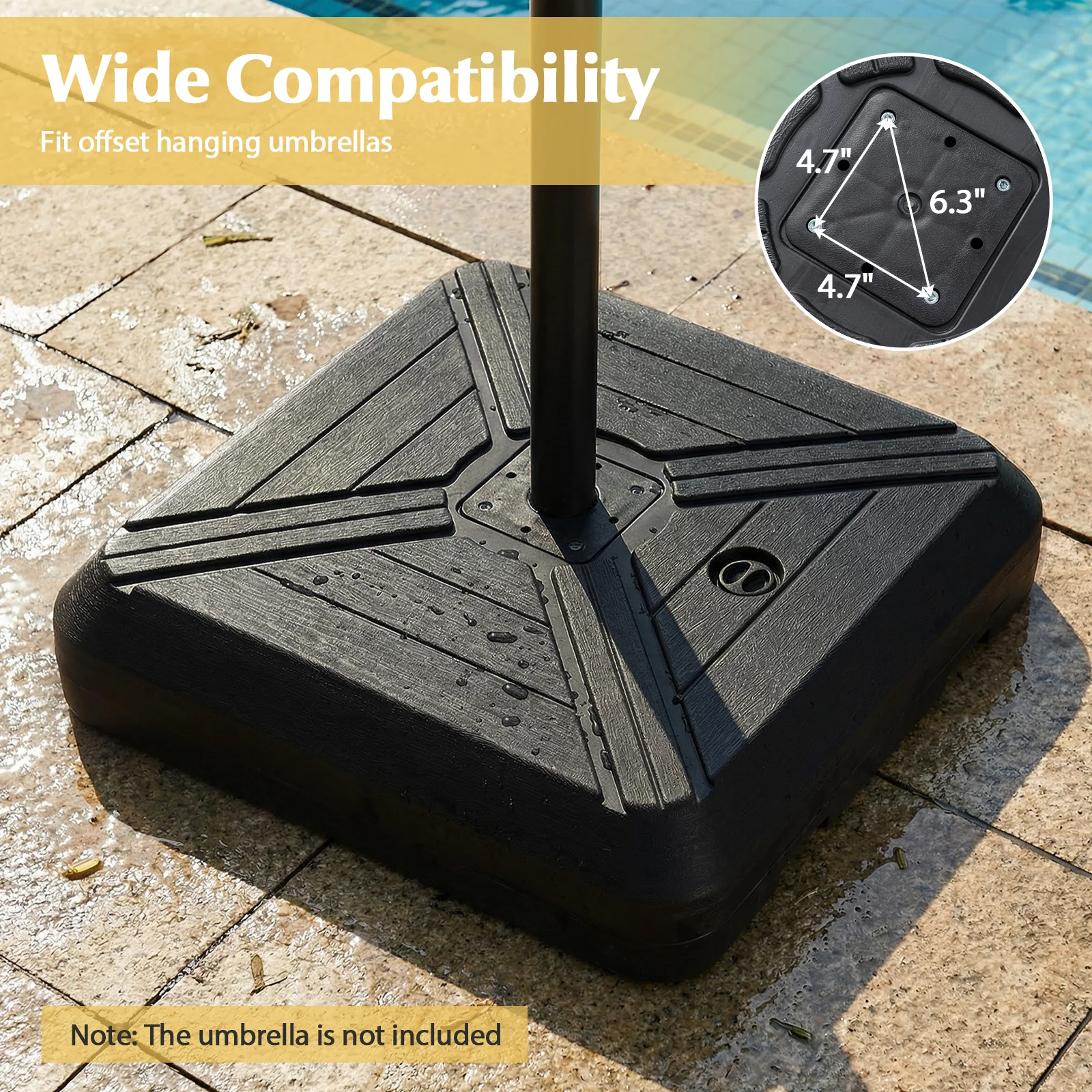 Cantilever Offset Umbrella Base with Wheels for Backyard Poolside - Image 10