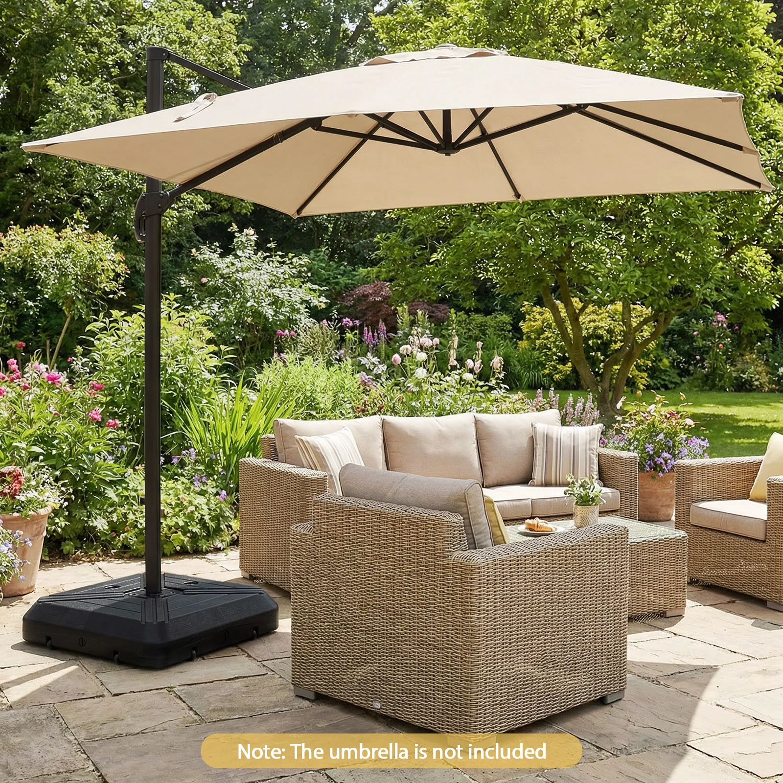 Cantilever Offset Umbrella Base with Wheels for Backyard Poolside - Image 3