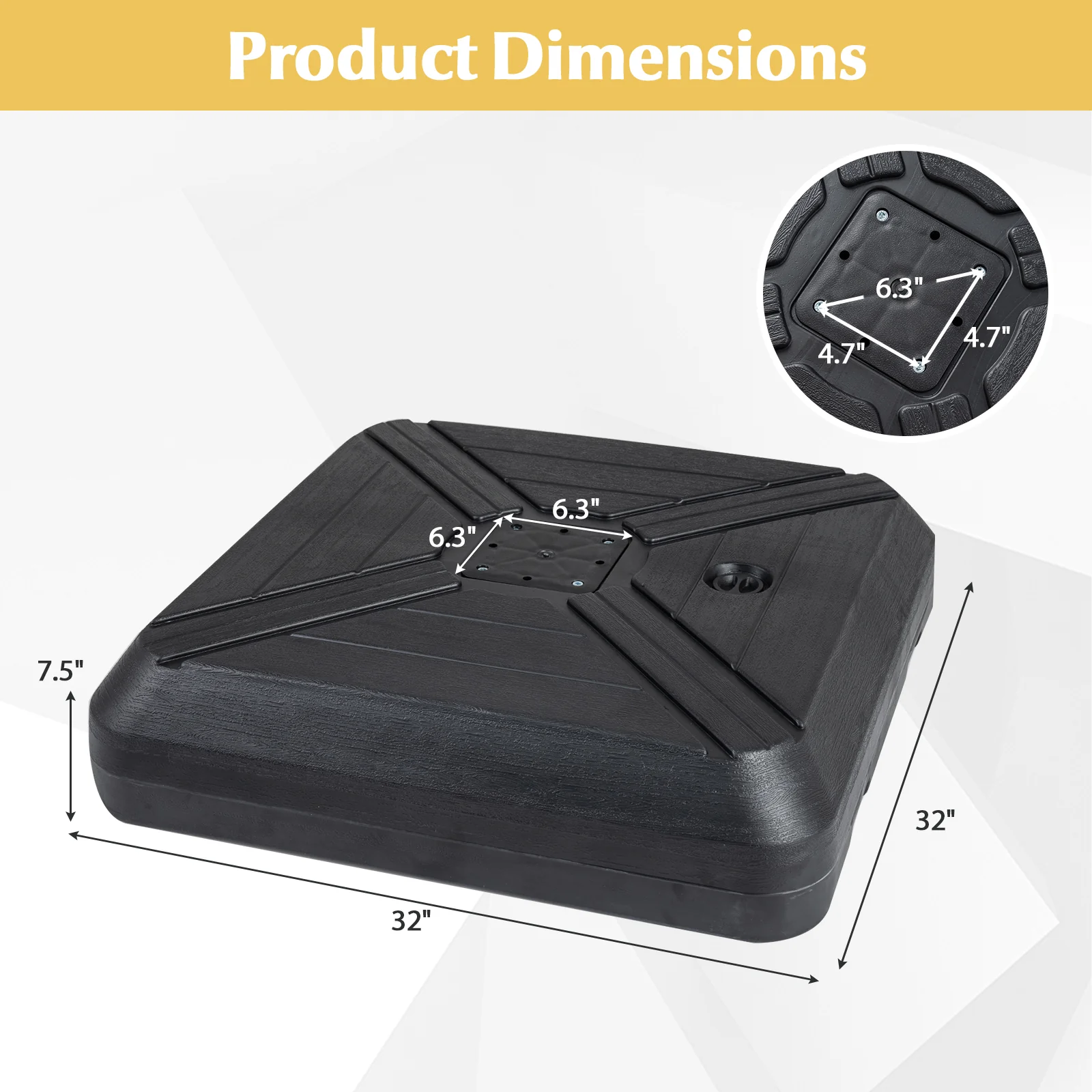 Cantilever Offset Umbrella Base with Wheels for Backyard Poolside - Image 5