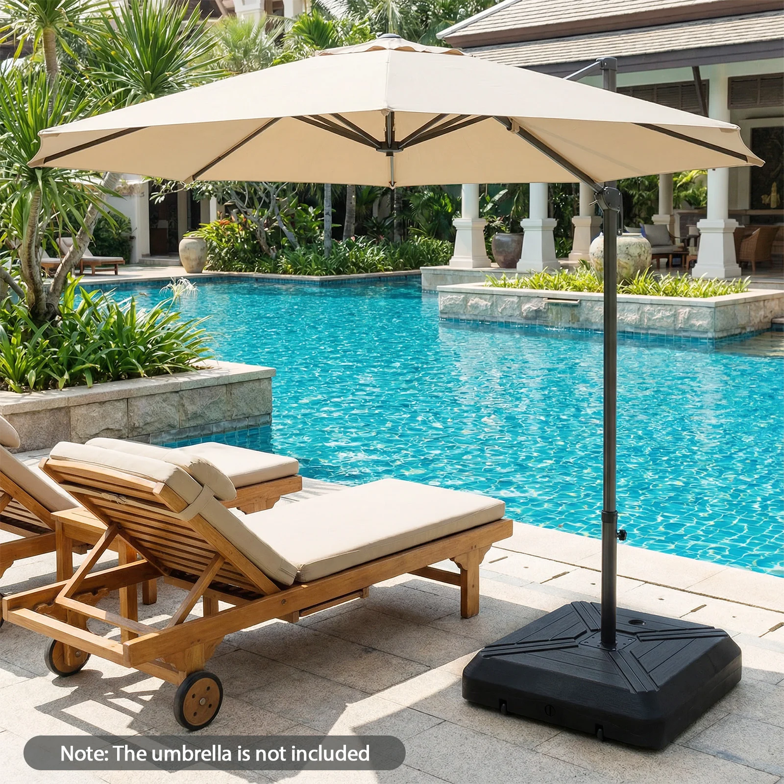Cantilever Offset Umbrella Base with Wheels for Backyard Poolside - Image 6