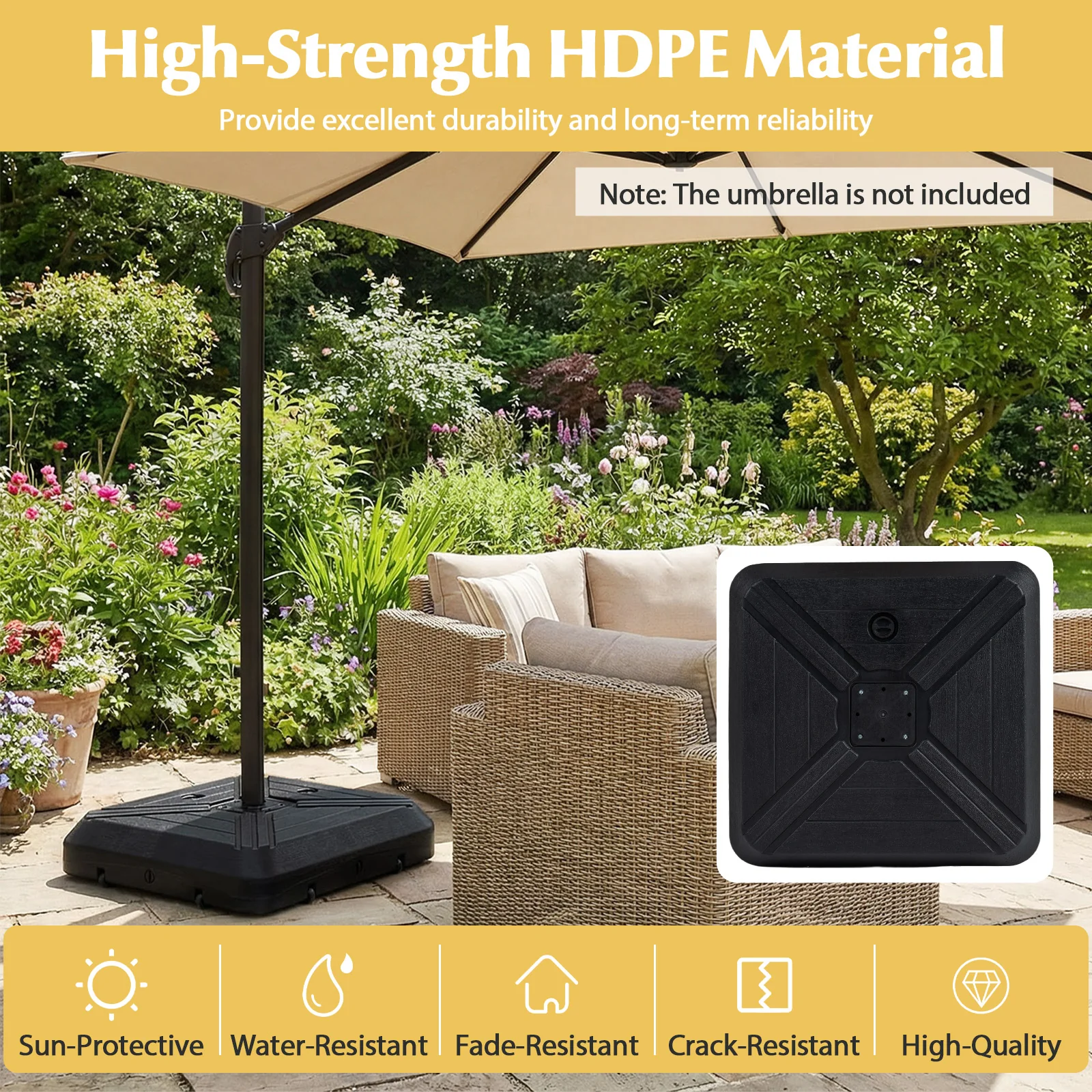 Cantilever Offset Umbrella Base with Wheels for Backyard Poolside - Image 7