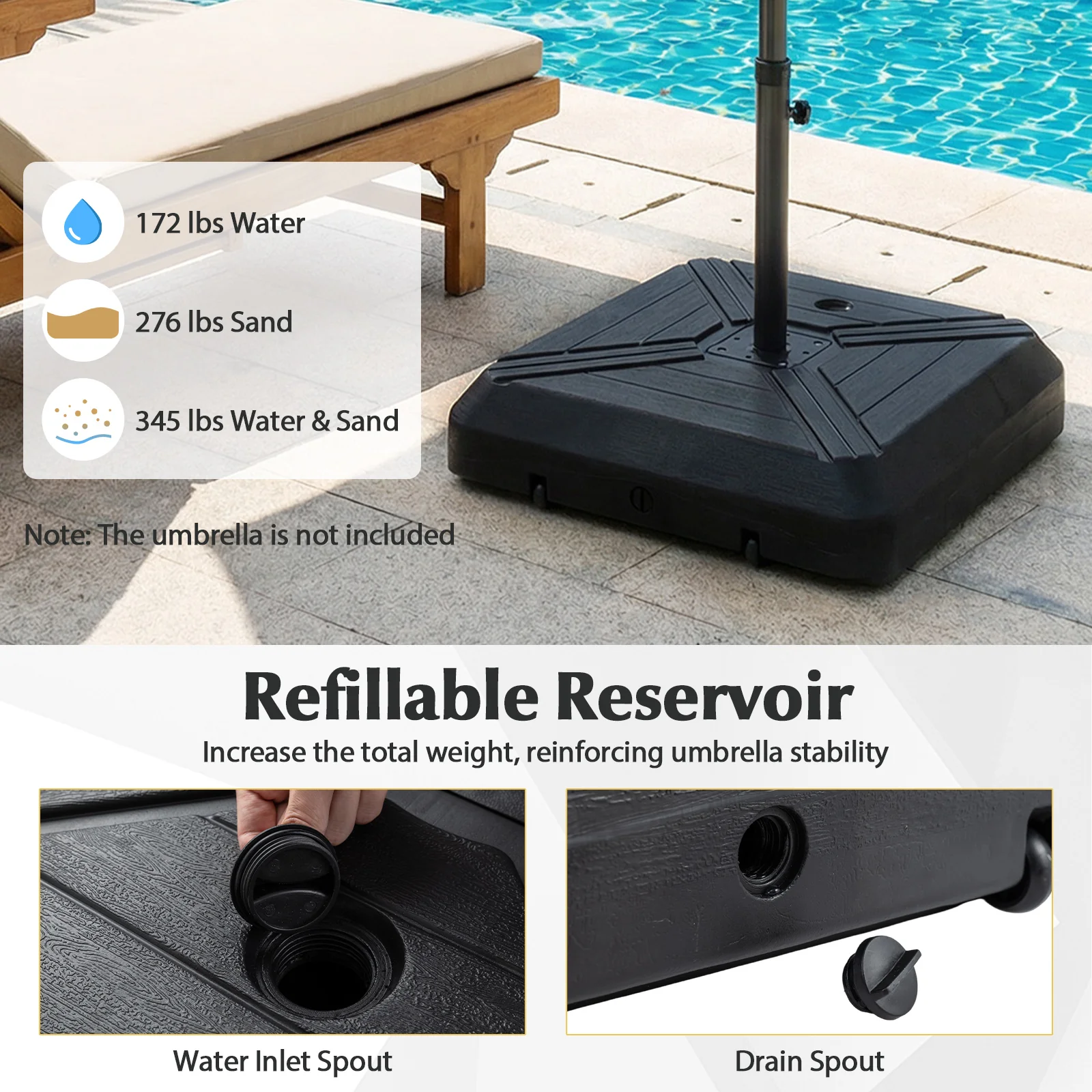 Cantilever Offset Umbrella Base with Wheels for Backyard Poolside - Image 8
