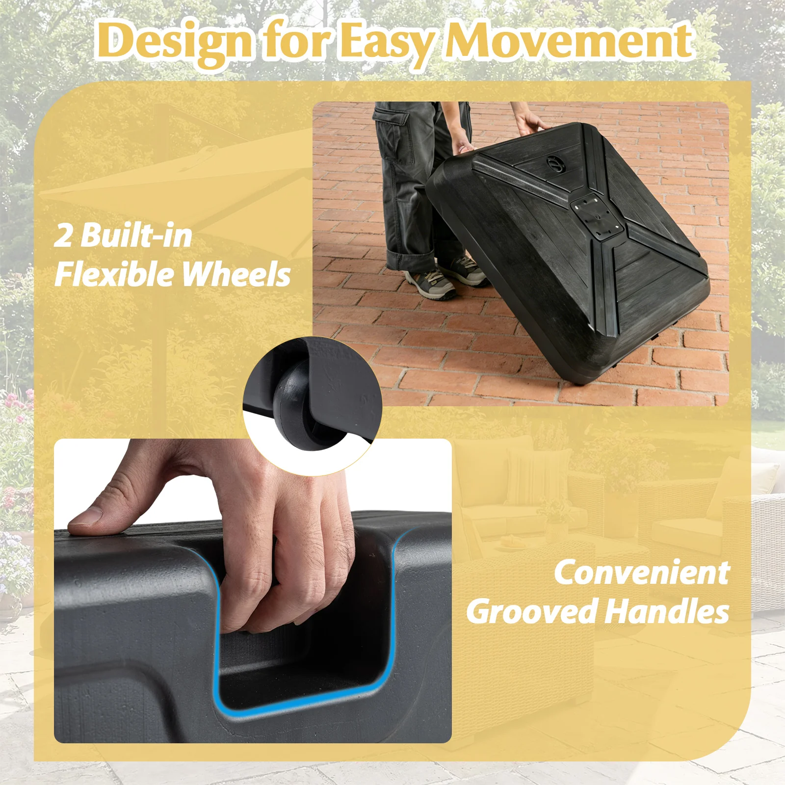 Cantilever Offset Umbrella Base with Wheels for Backyard Poolside - Image 9