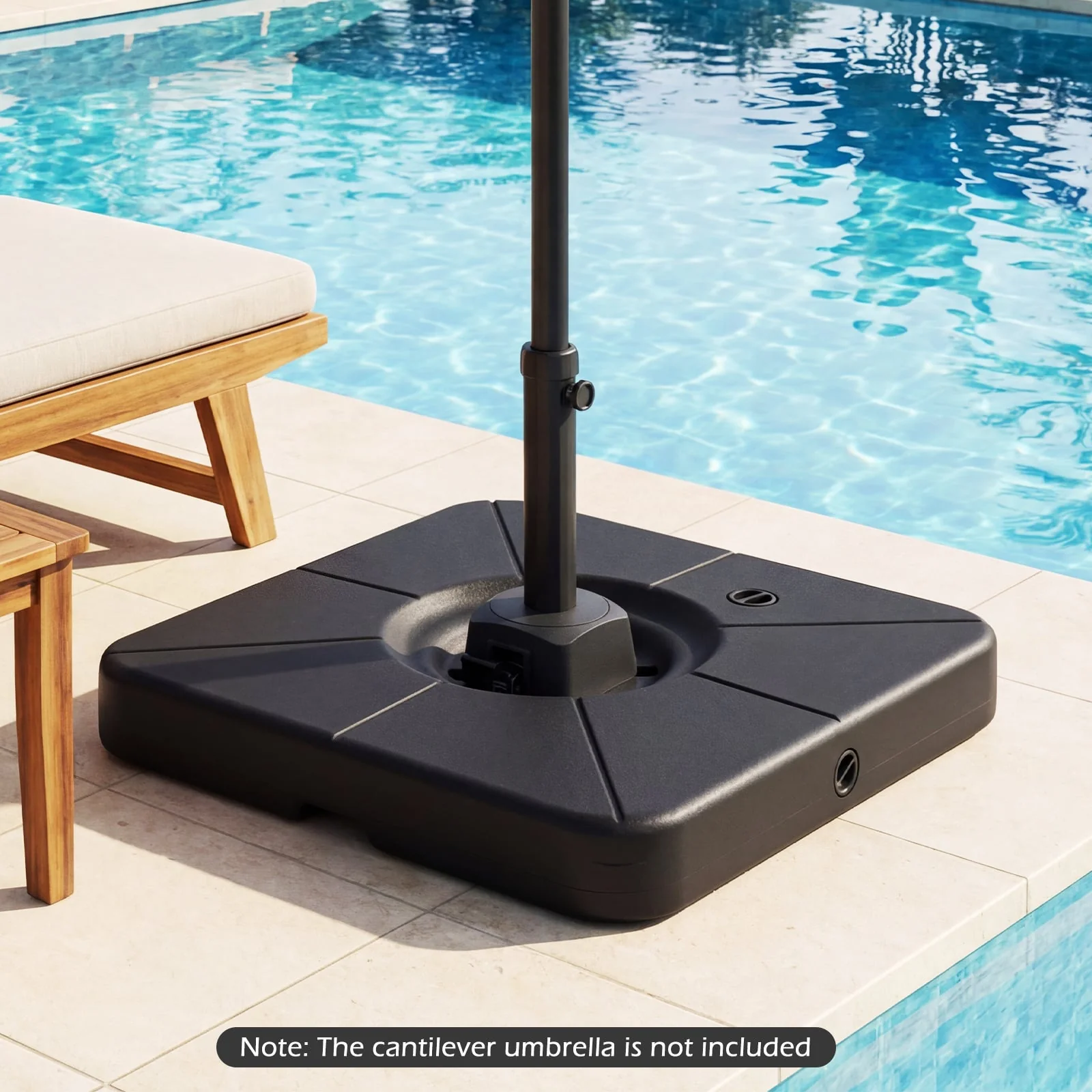 Cantilever Patio Umbrella Base, 220 LBS Water Sand Fillable Weighted Stand, Black - Image 2