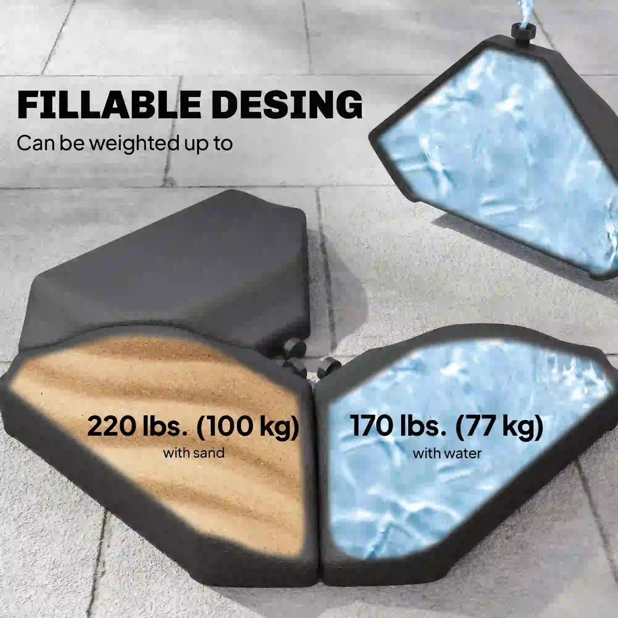 Cantilever Umbrella Base Weights, 4PCs, HDPE Water Or Sand Filled - Image 4