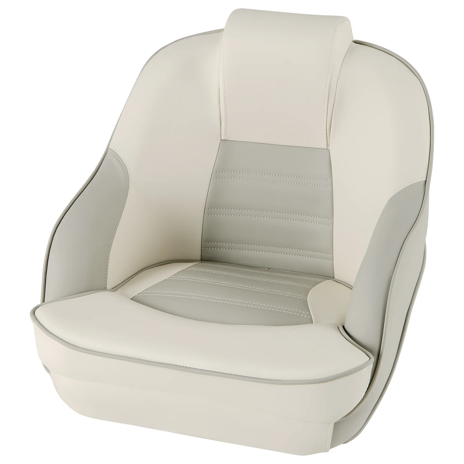 Captain Boat Seat, Waterproof PVC Leather, White - Image 5