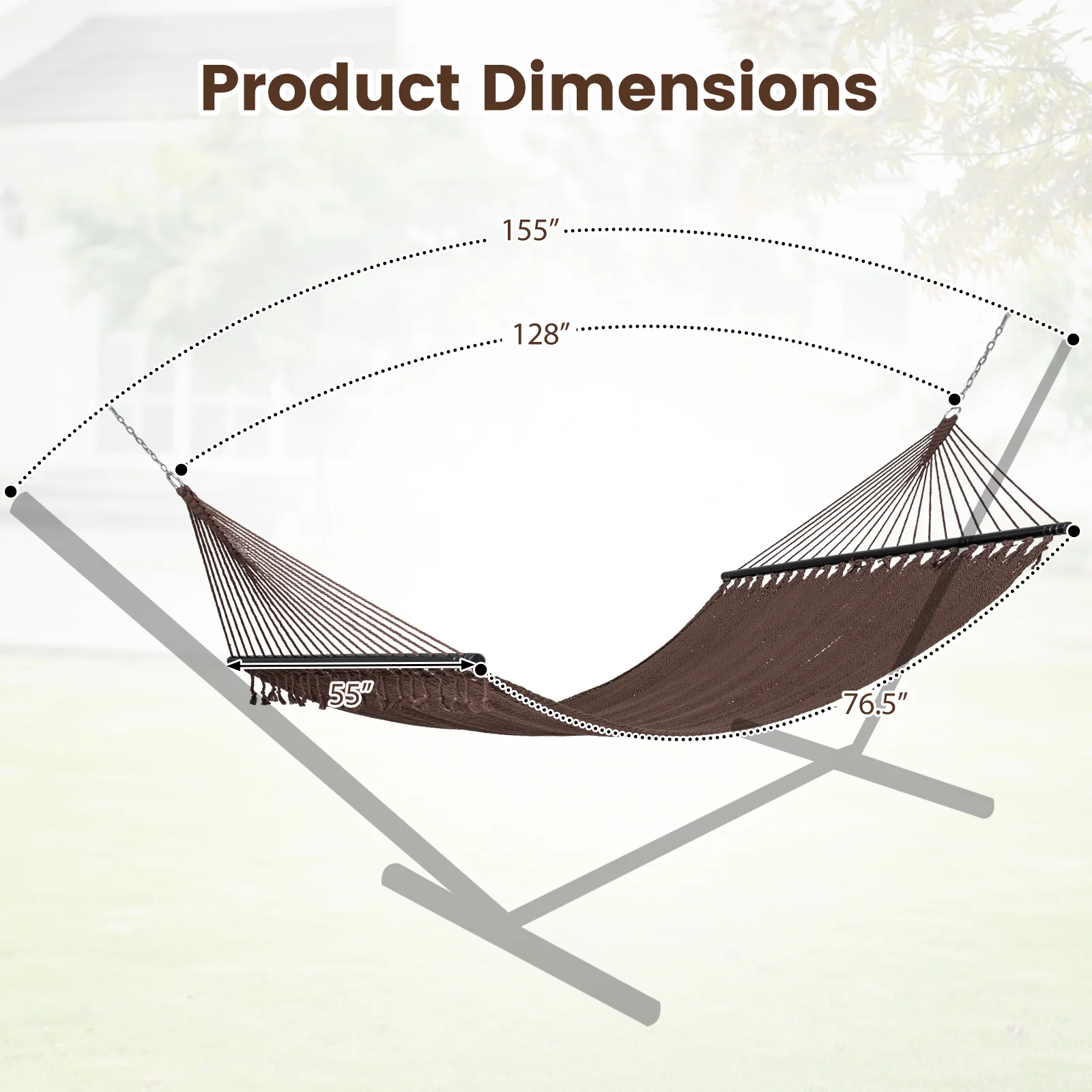 Caribbean Hammock With Spreader Bar, Brown - Image 4