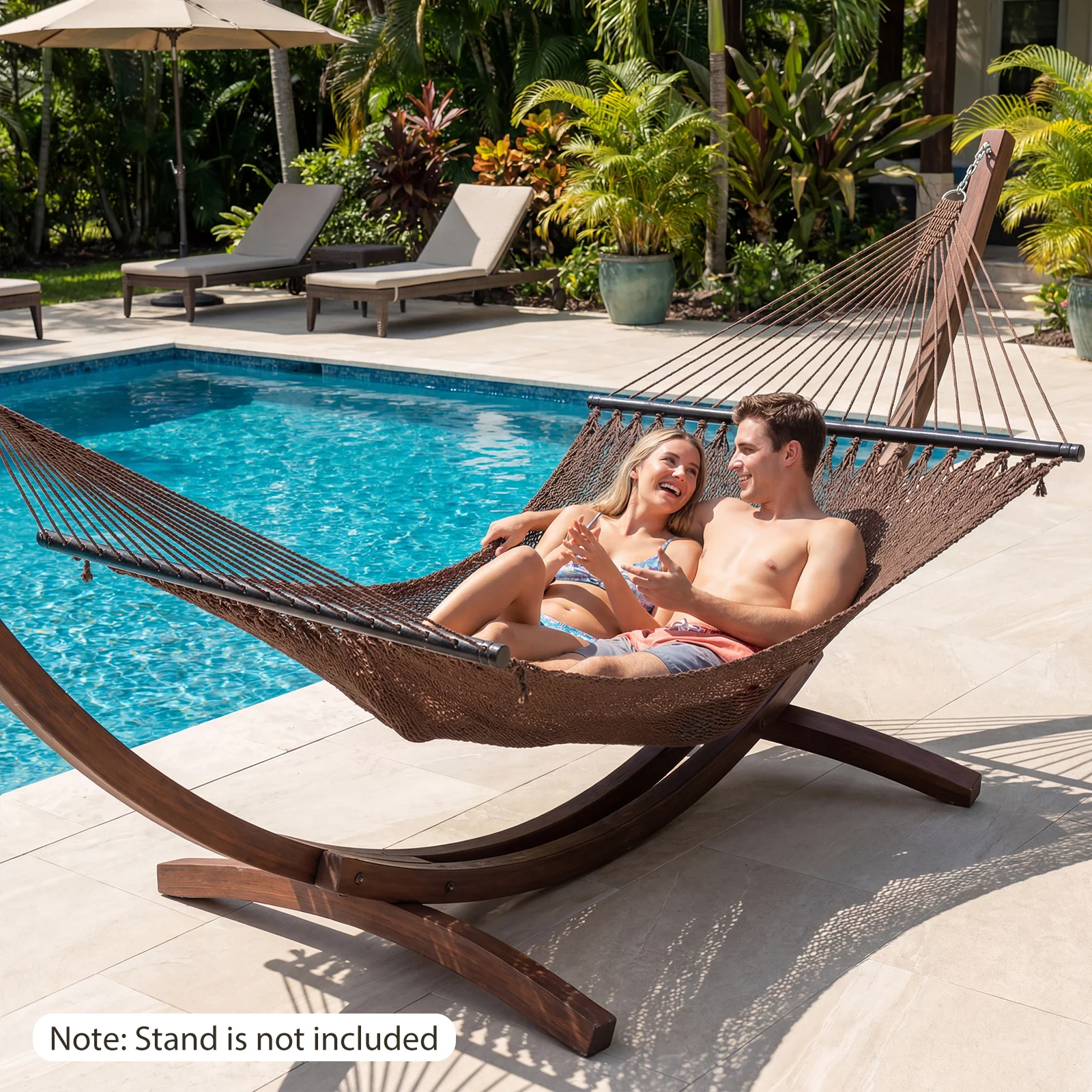 Caribbean Hammock With Spreader Bar, Brown - Image 5