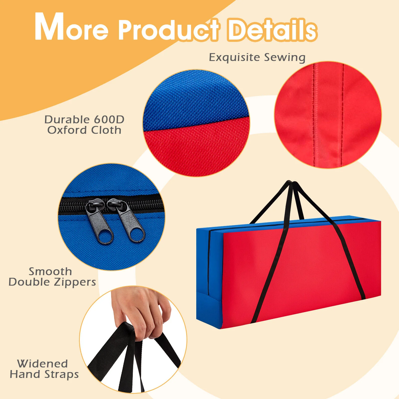 Carrying Bag For 4-To-Score Giant Game Set, Durable Zipper, Red - Image 10