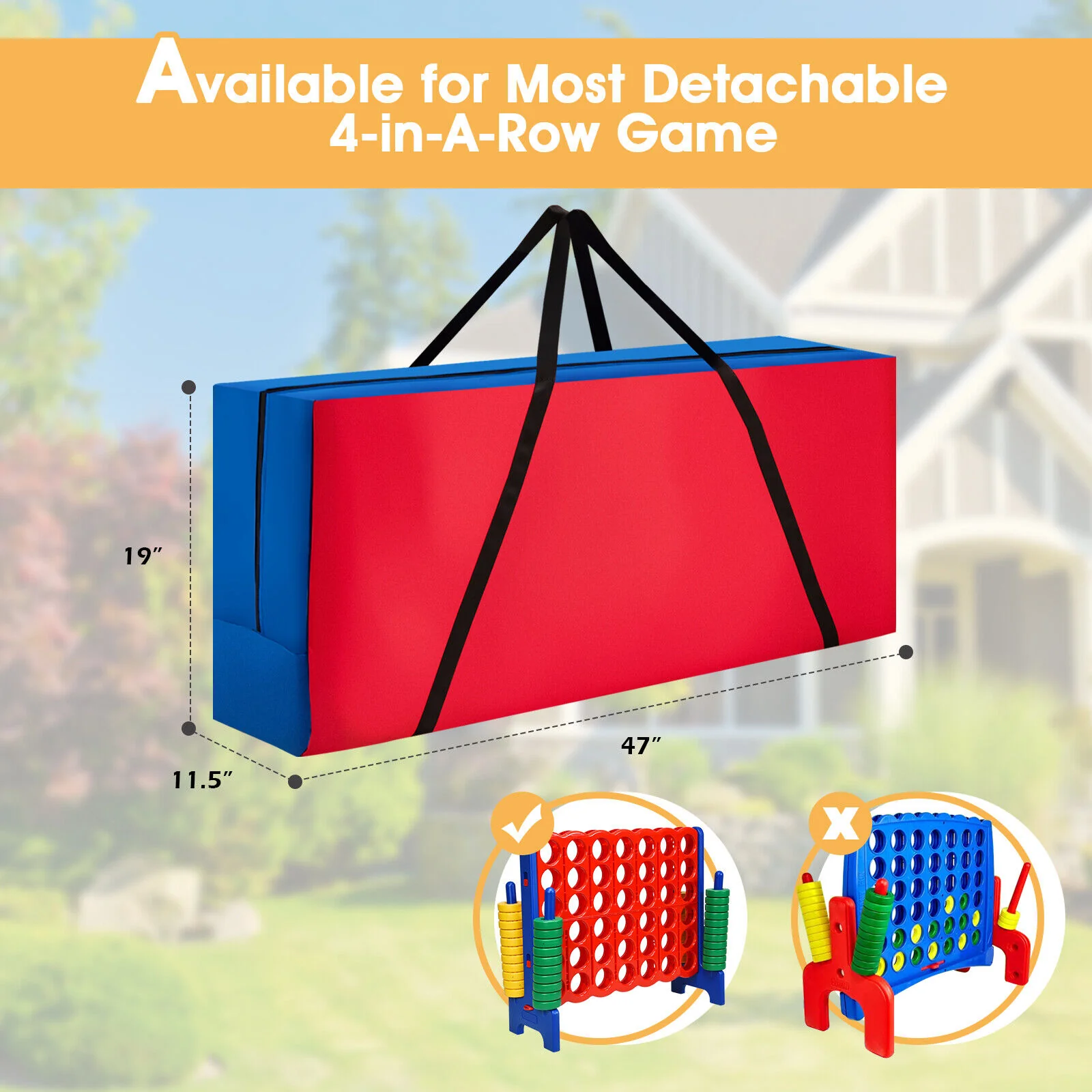 Carrying Bag For 4-To-Score Giant Game Set, Durable Zipper, Red - Image 5