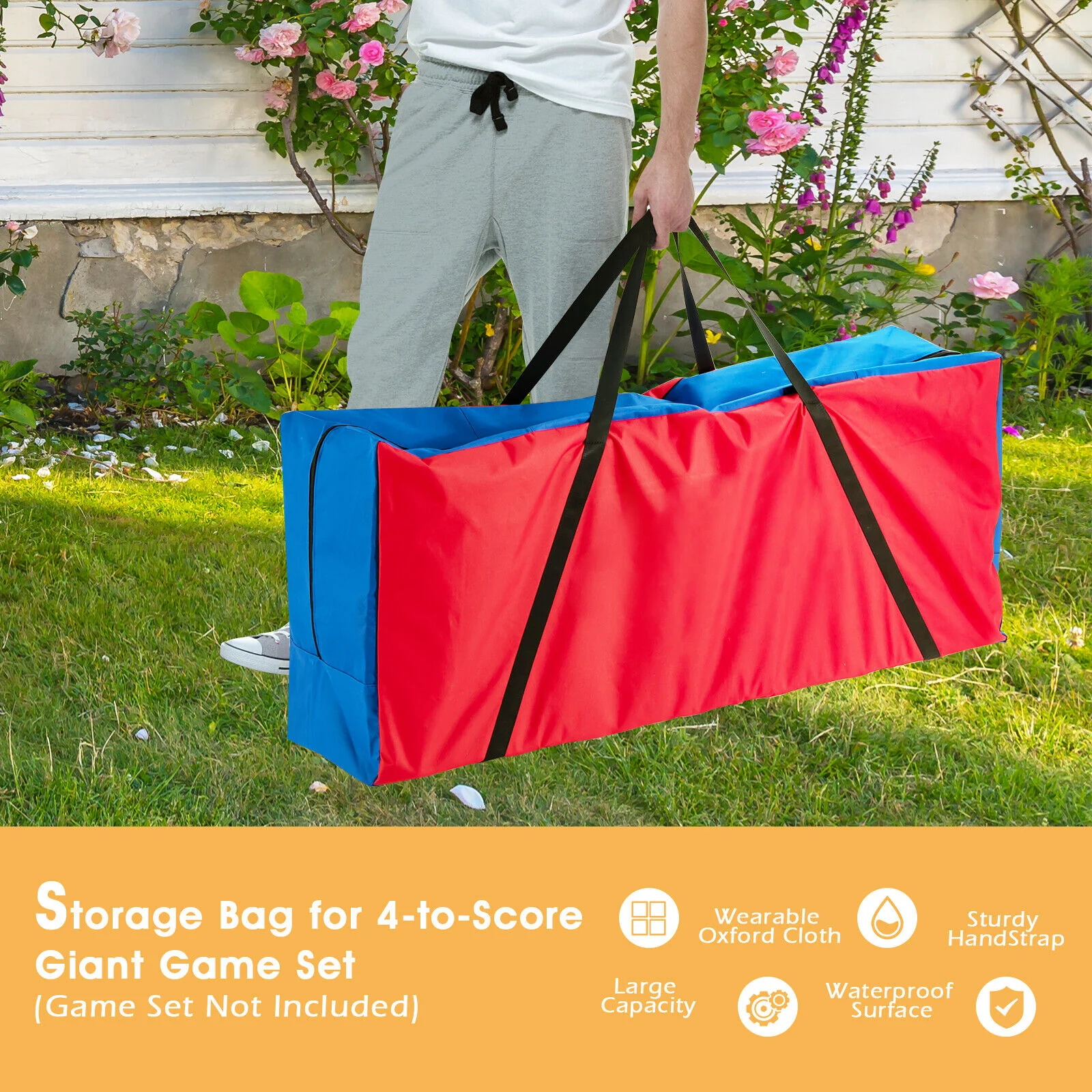 Carrying Bag For 4-To-Score Giant Game Set, Durable Zipper, Red - Image 6