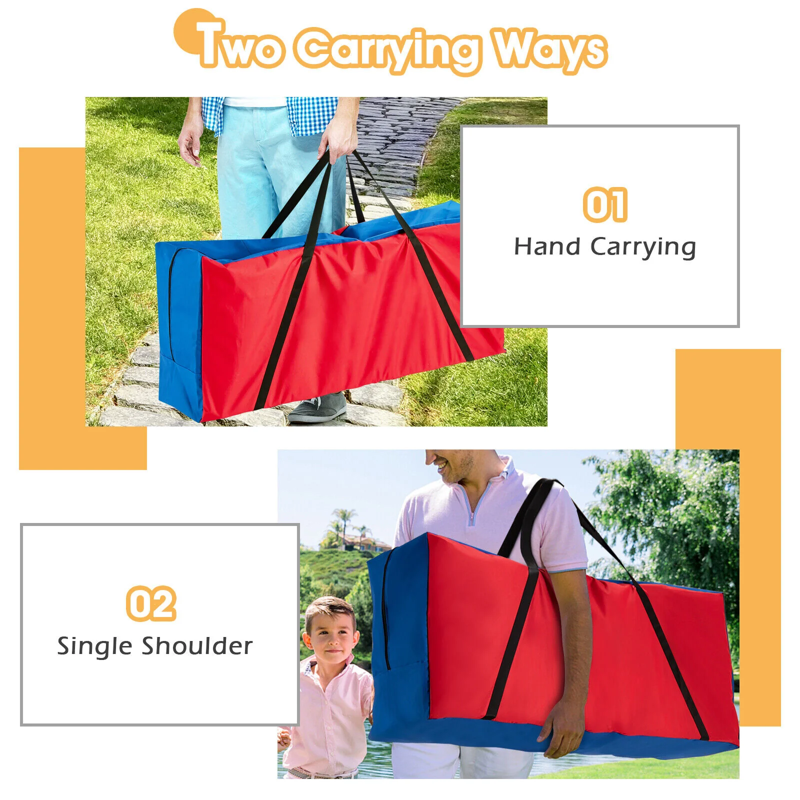 Carrying Bag For 4-To-Score Giant Game Set, Durable Zipper, Red - Image 7